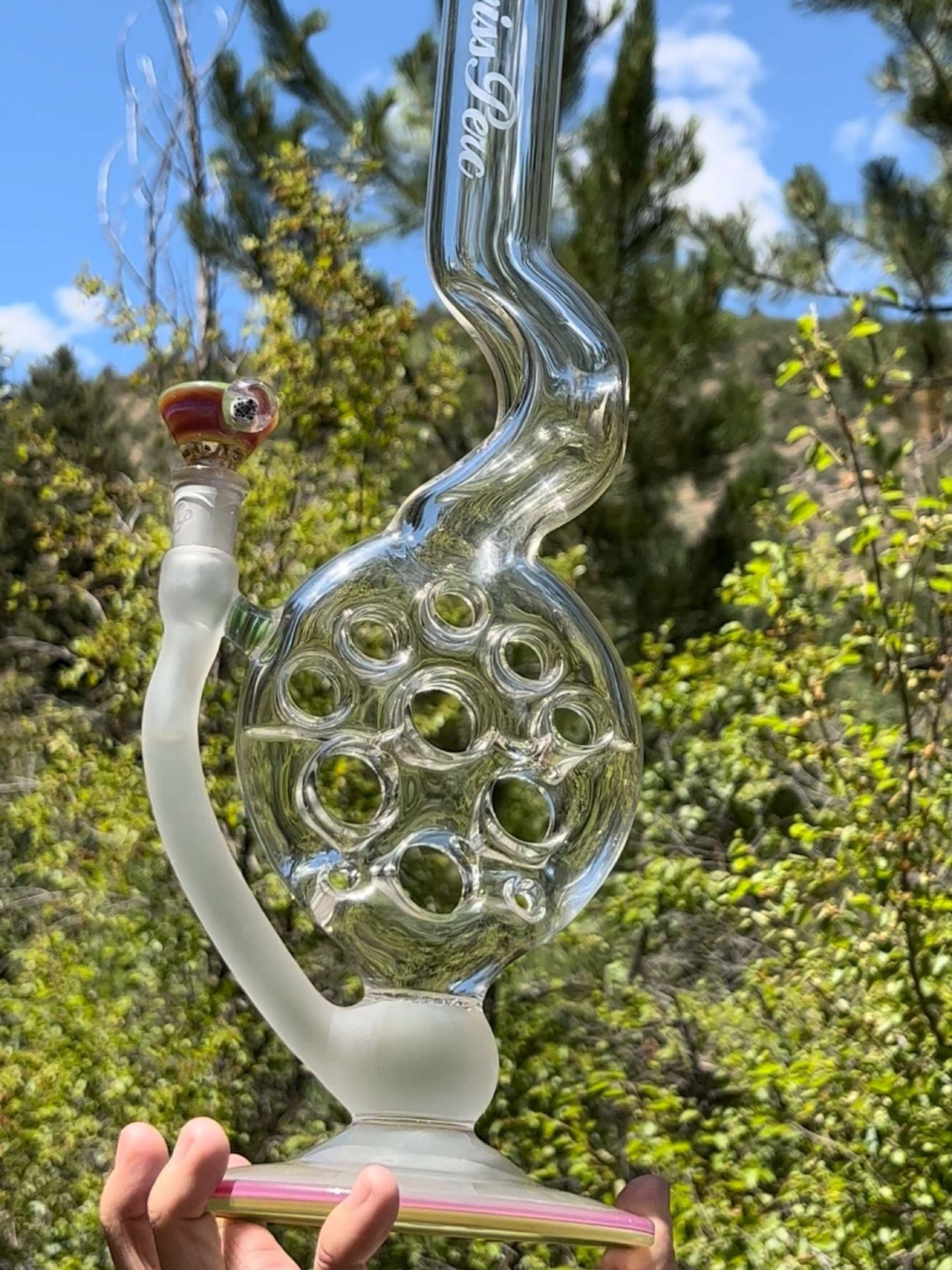 Preview pic of 2022 1/1 Swiss Perc Sidefeeder “Purple Rainbow Over Dichro Jade”