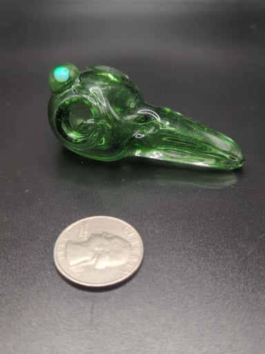 Preview pic of Green Third Eye Crow Skull by @ScareCrowFlow2020