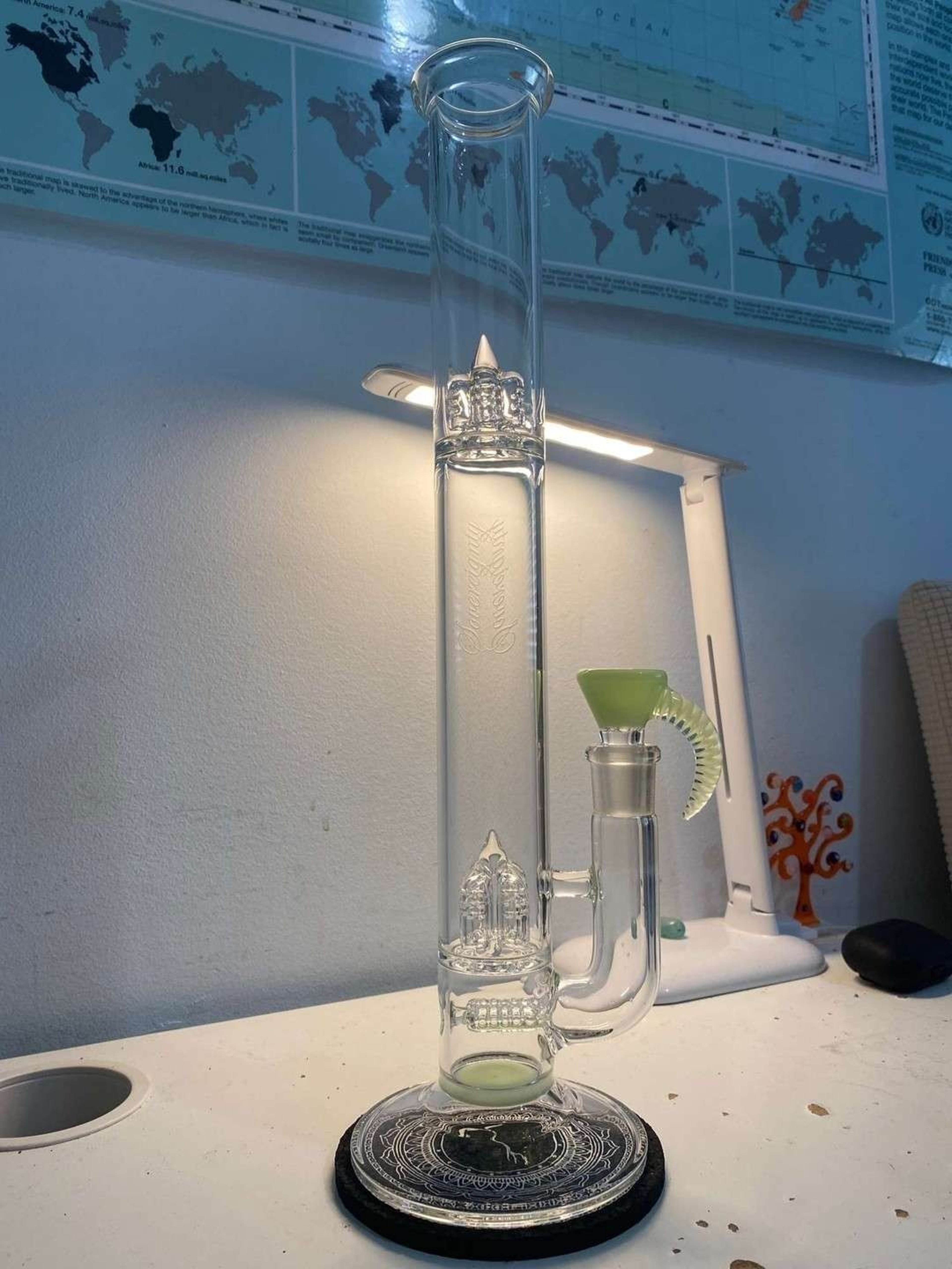 2012 Sovereignty Glass 44mm Gline to Inverted 4 Double Perc in Key Lime. image 0