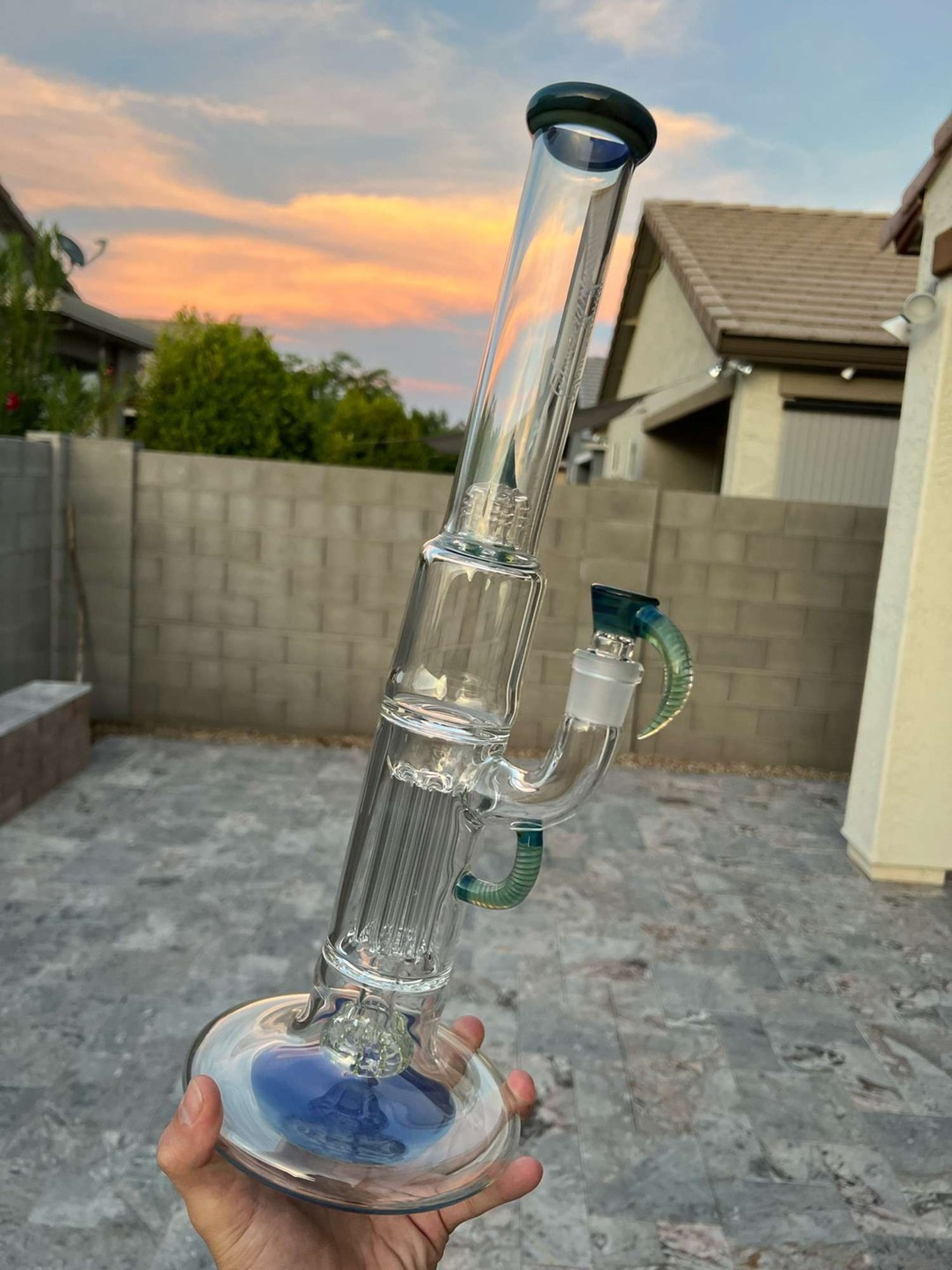 Straight Neck Hollow Foot Peyote Pillar Fully Accented with Blue Cheese Spirulina image 0