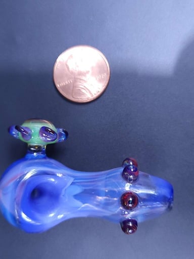 Preview pic of Blueberry swirl mini spoon with eyeball flower grip