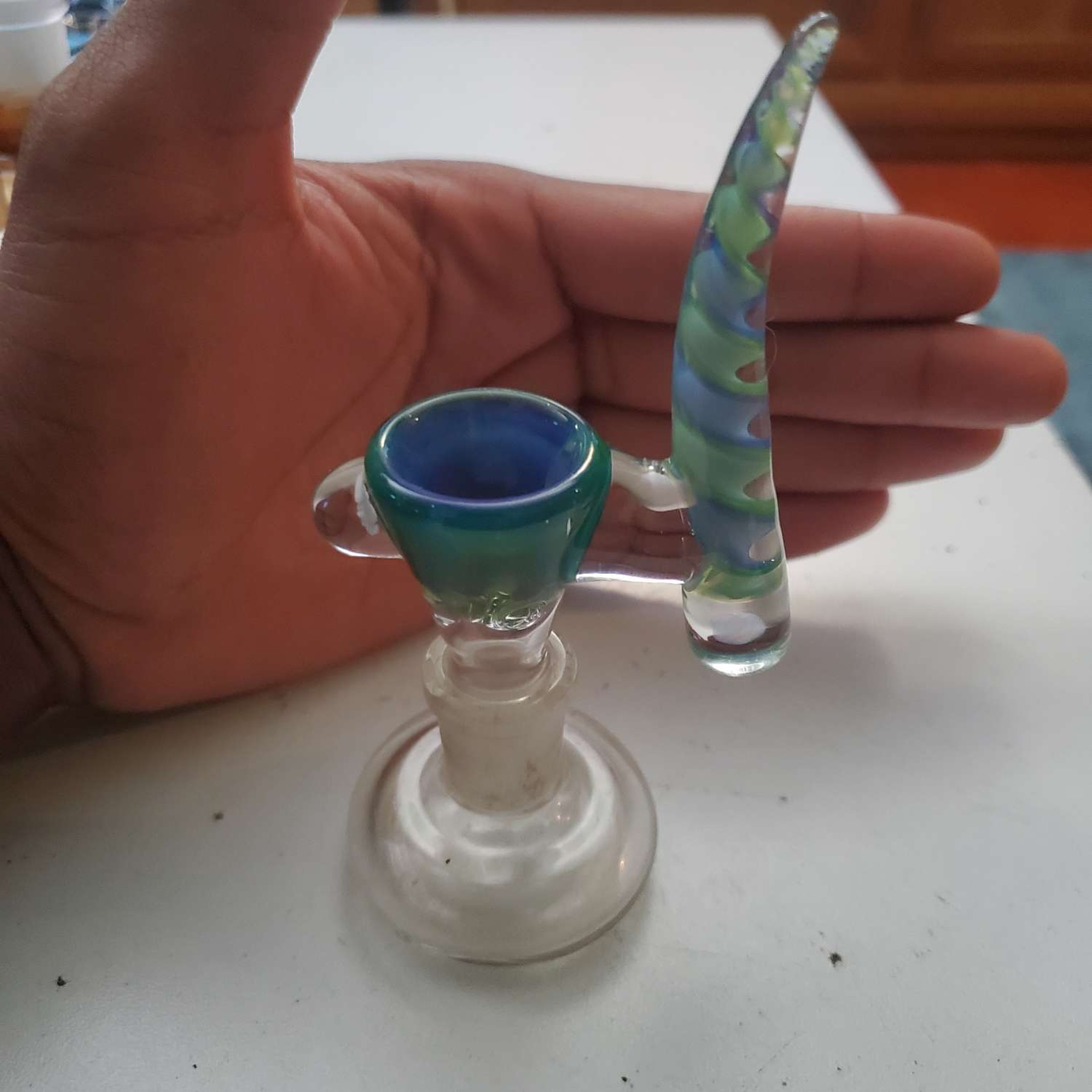 Preview pic of trex glass 3hole bowl-14mm with opal horn