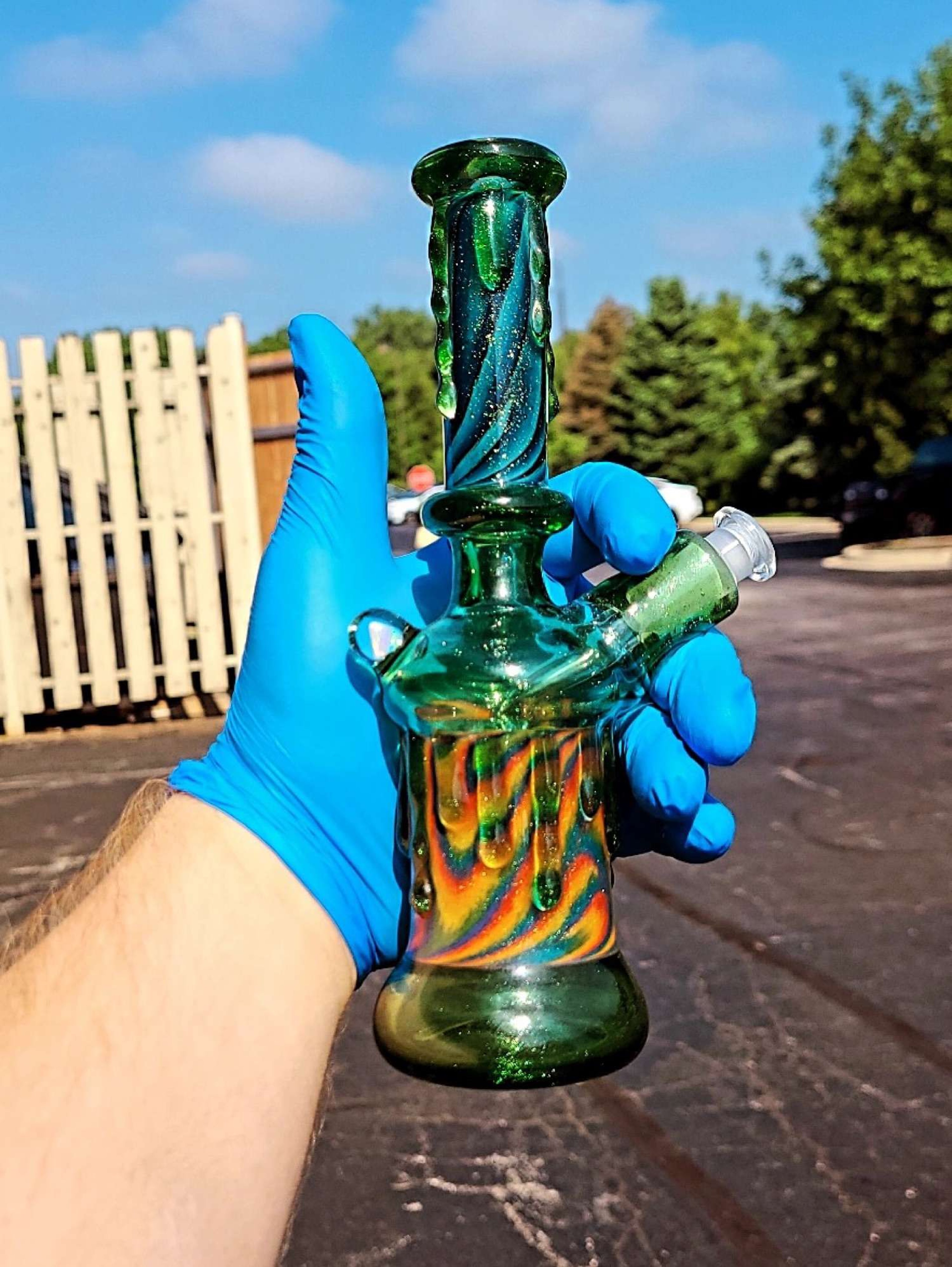 Drippy rig emerald green with opal image 0