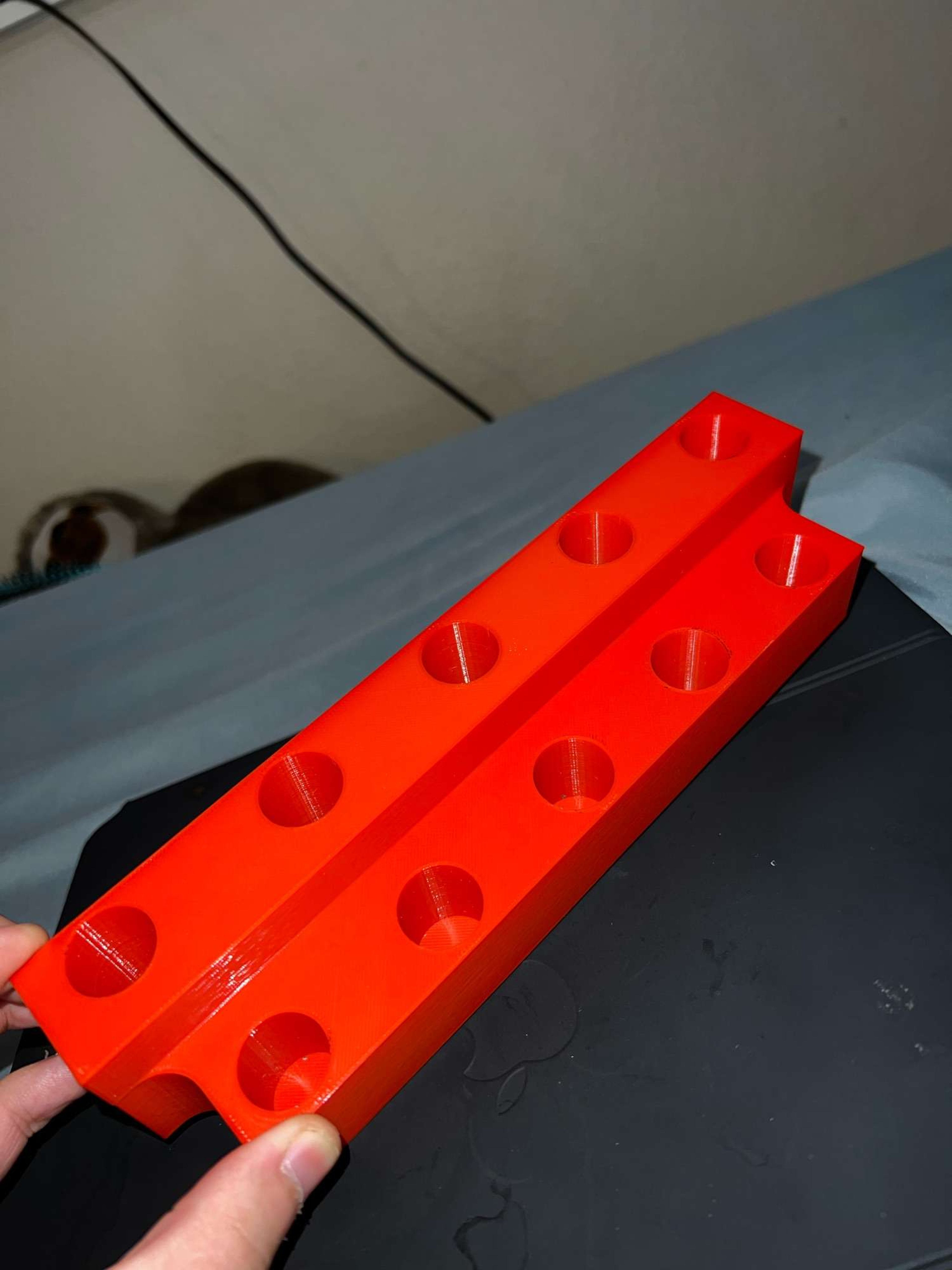 Preview pic of red 3d printed 18mm slide stand 10 holes