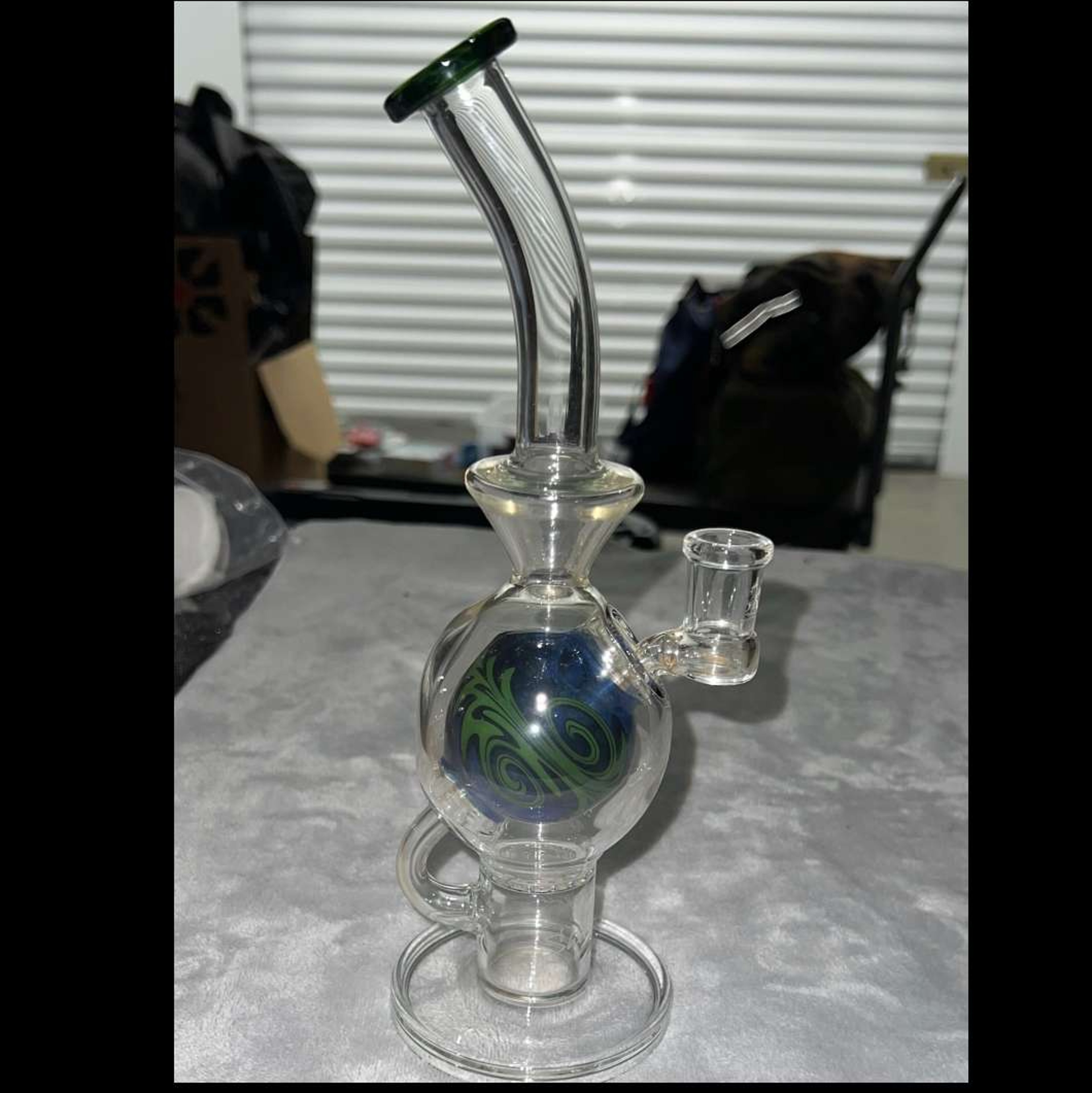 Preview pic of Sheldon Black Green & Blue Bong 