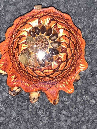 Preview pic of Third eye line one ammonite inlaid pendant 