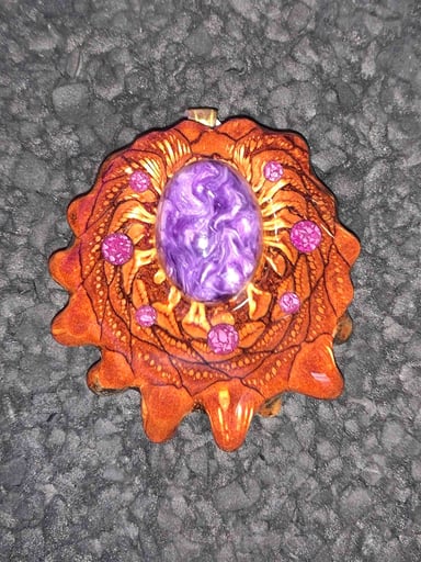 Preview pic of Third eye pinecone charoite multi glow pendant 