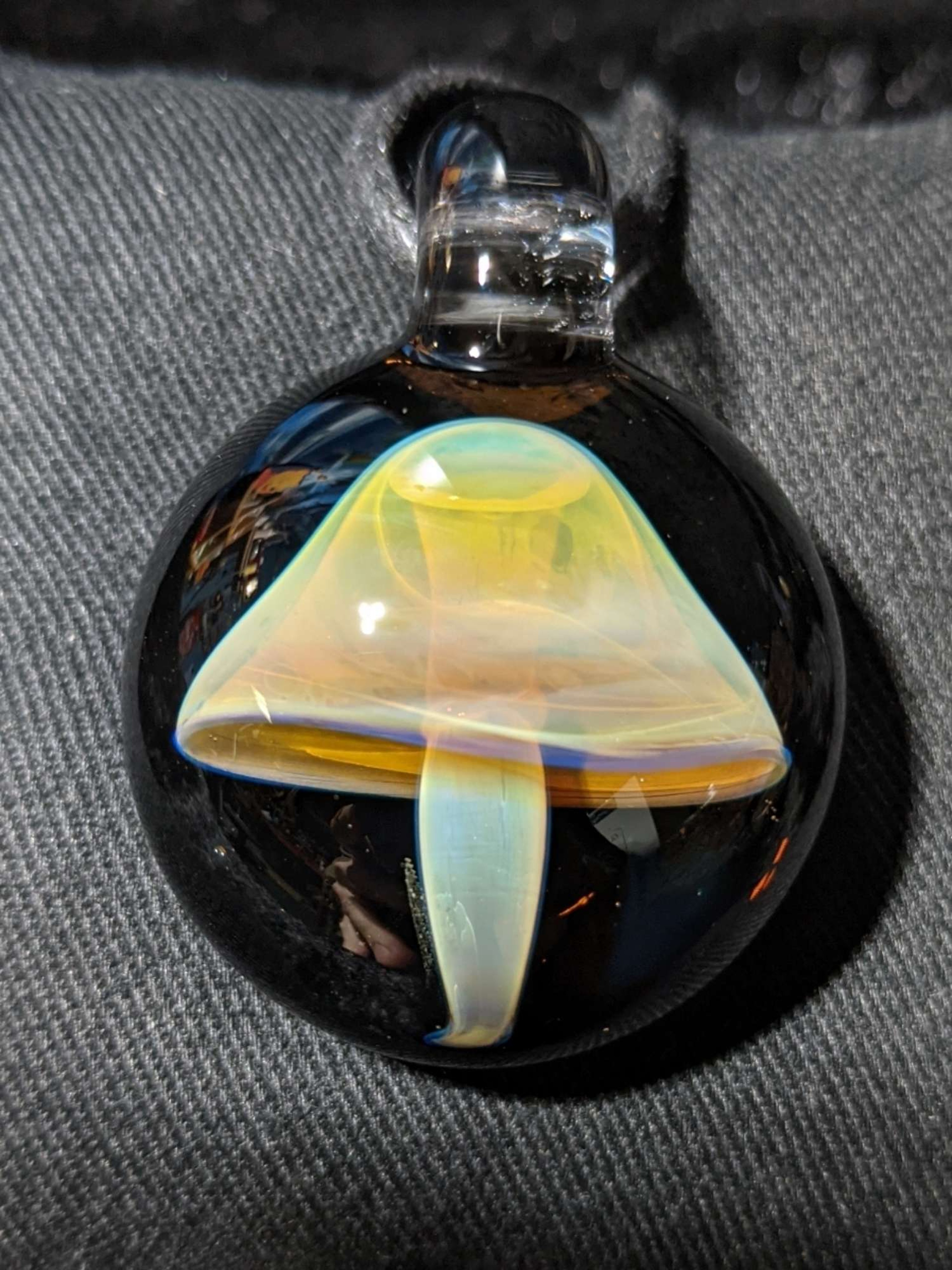 Amber purple glass mushroom pendant image 0