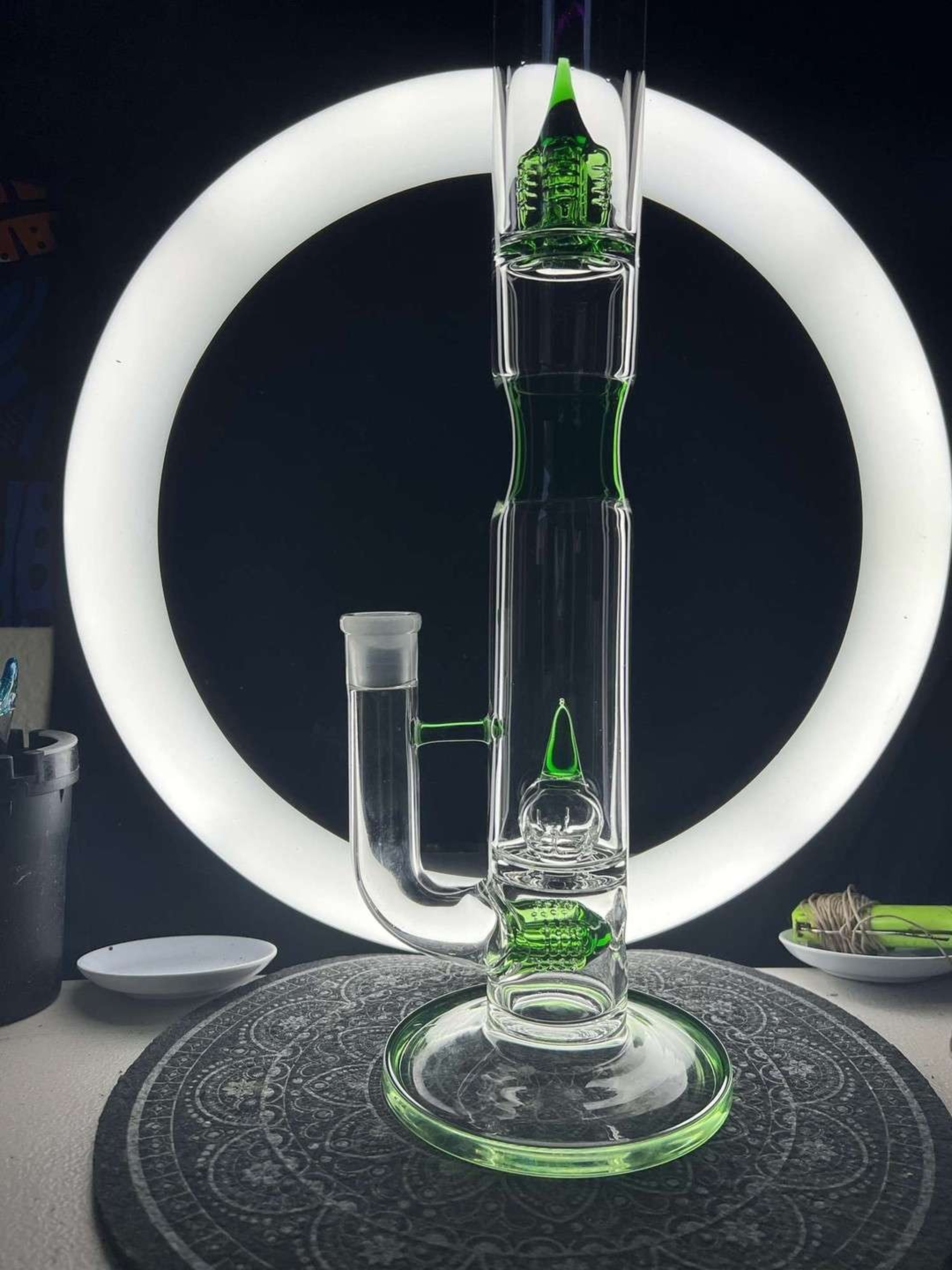 Preview pic of Green - Triple Inline to Imperial Perc w Inv4 Splashguard - 18mm / 20 inch