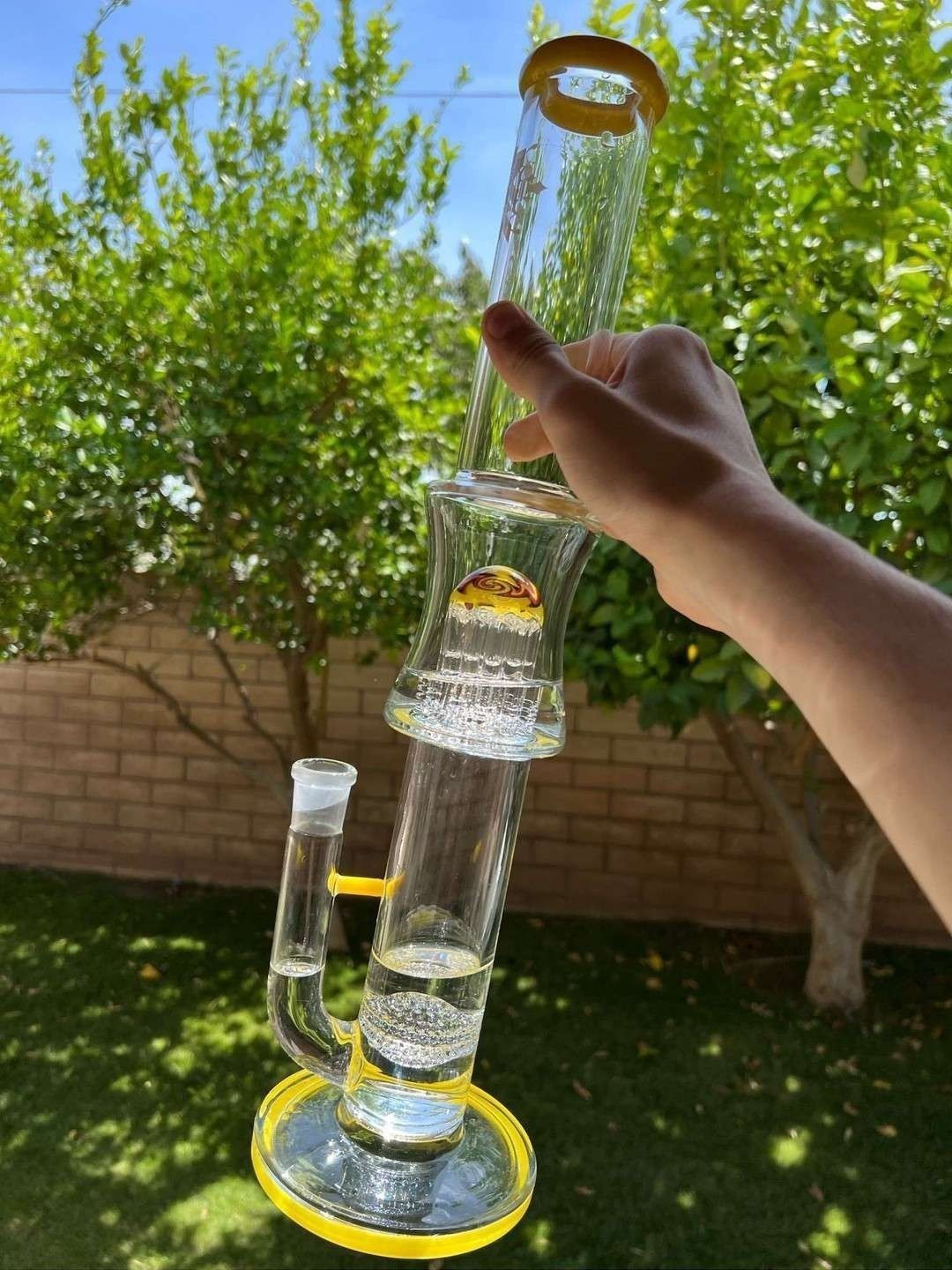 SOLD* 18mm Yellow SOL / UFO Perc to 10 Arm Wigwag Straight-tube image 0