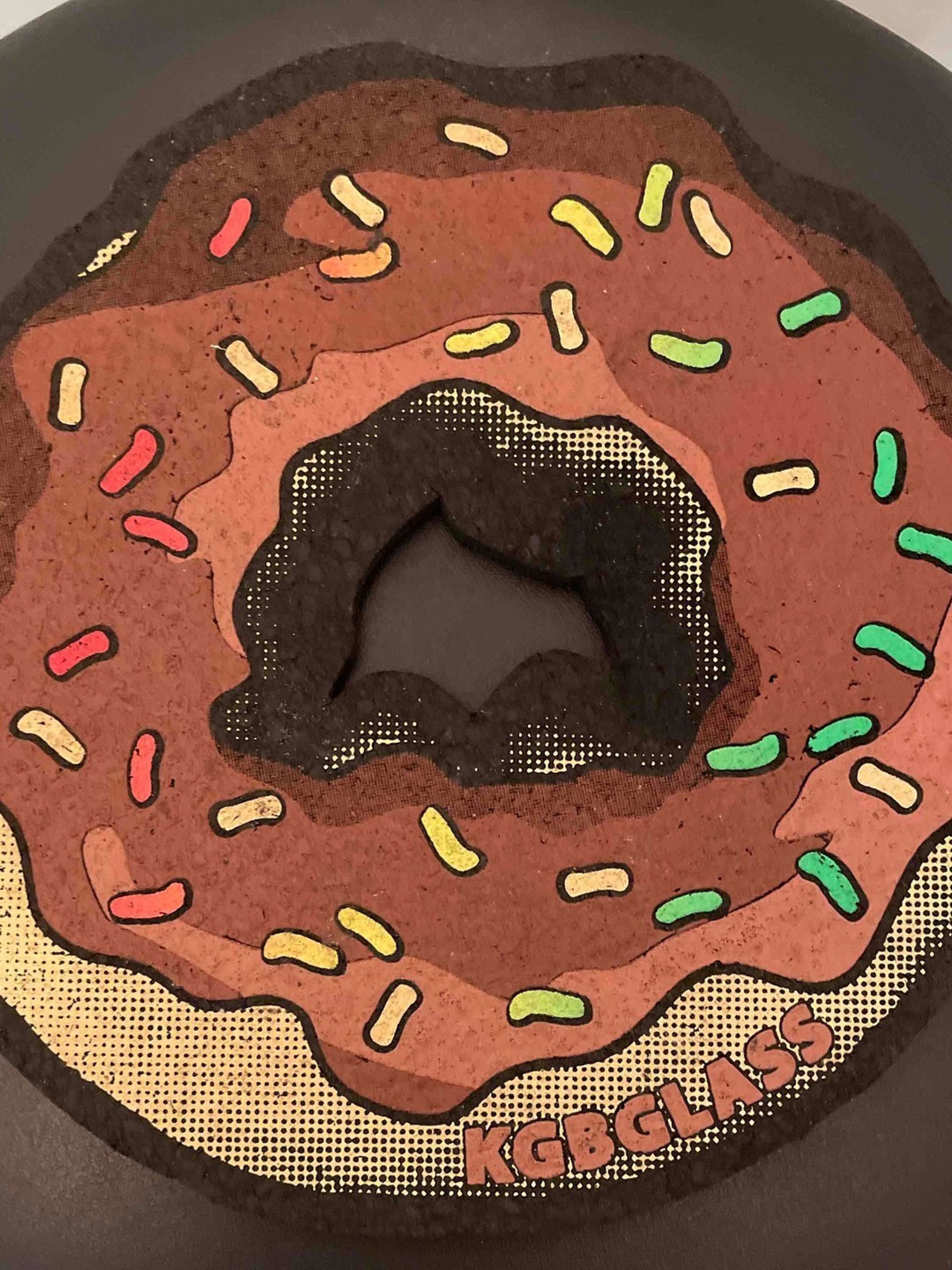 LIMITED Chocolate Frosted w UV Sprinkles Donut Mat by KGB Glass x Moodmats image 0