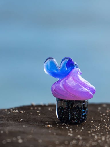 Preview pic of Bambi Glass Crushed Opal Purple Cupcake Pendant 