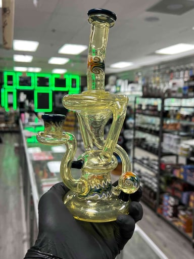 Preview pic of Logi Glass 2×1- Full Color Wig Wag Recycler Silver Serum x Blue Spruce