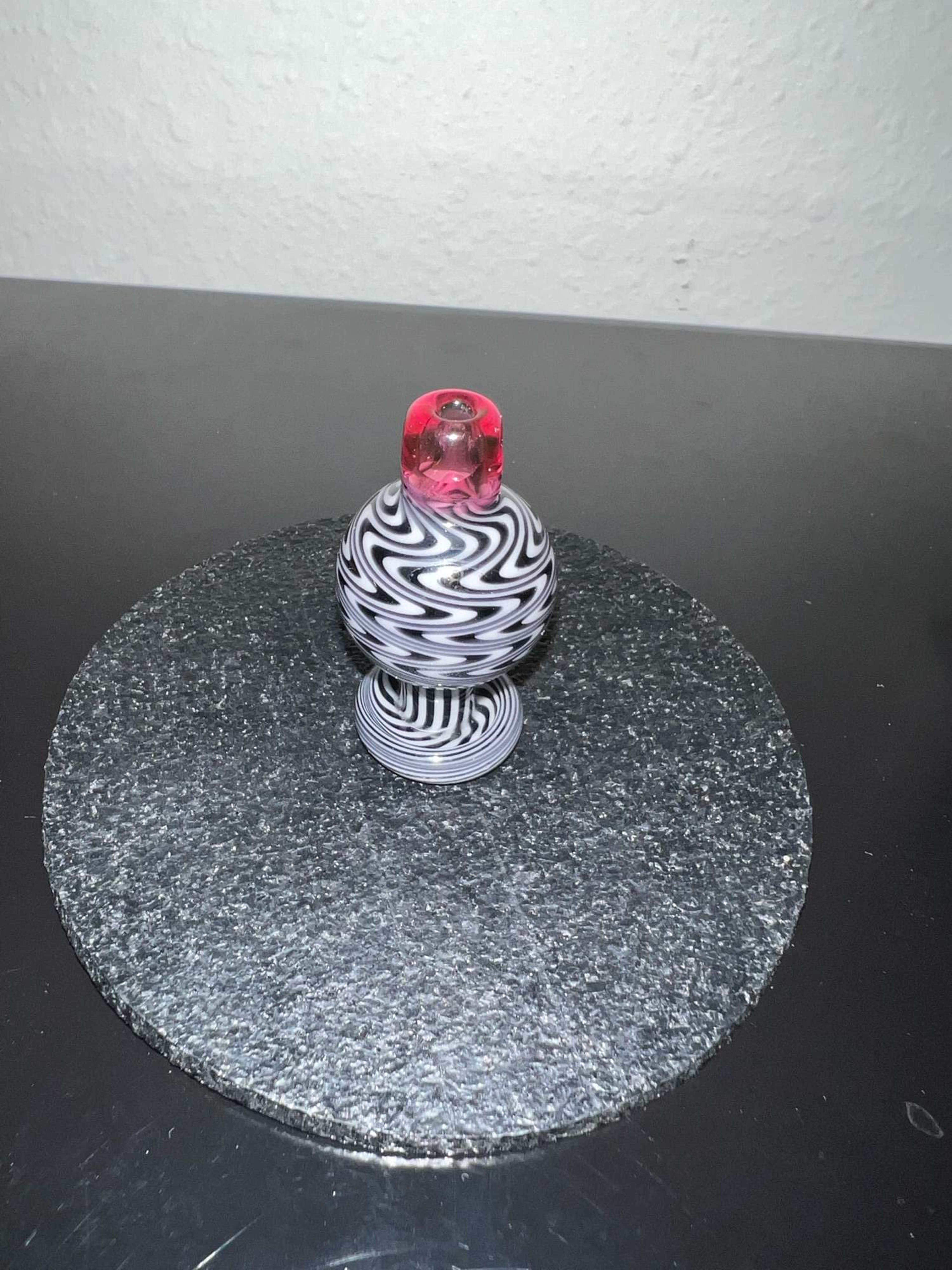Black & White Wig-Wag Bubble Cap w/ Red Accent by 217_Glass image 0