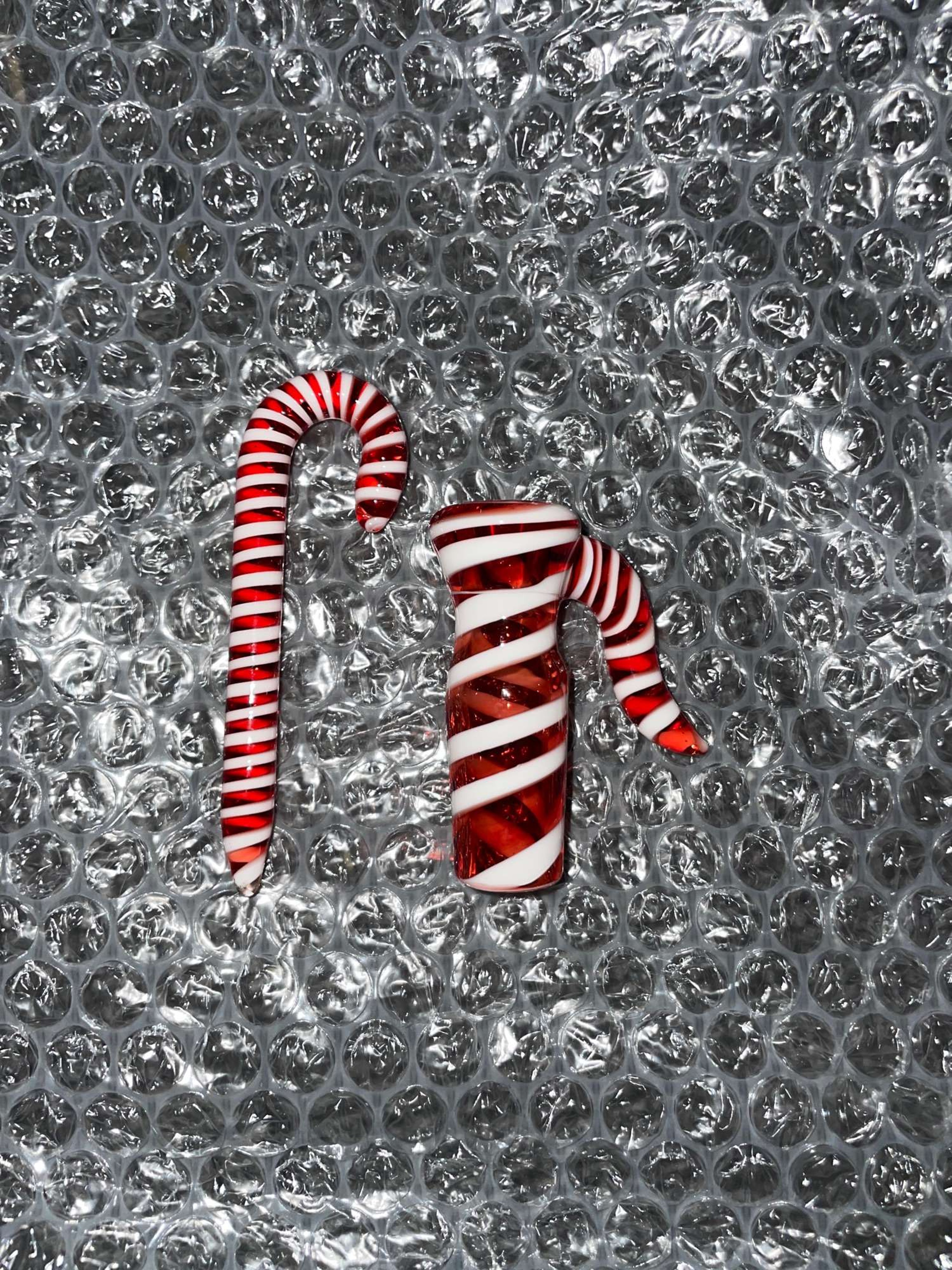 FULLY WORKED BLOB GLASS CANDYCANE SLIDE & POKER 🎄  image 0
