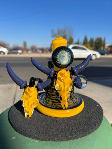 Preview pic of Hic Dogg Cannabull Vessel Canary W/Purple Urple Coil Work And Accents