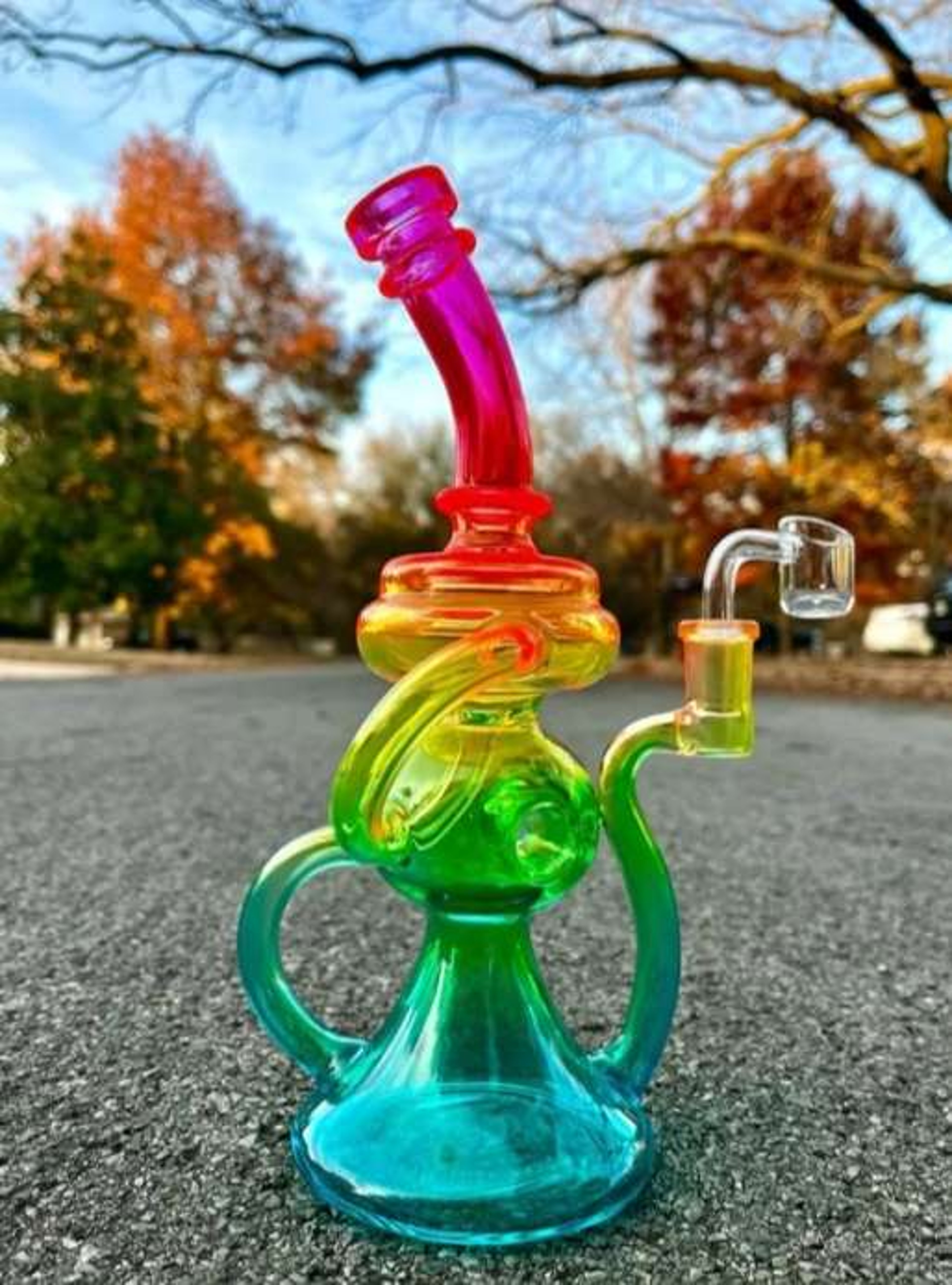 10" Neon Rainbow Klein Vortex Recycler Beaker Dab Rig Or Bong
image 0