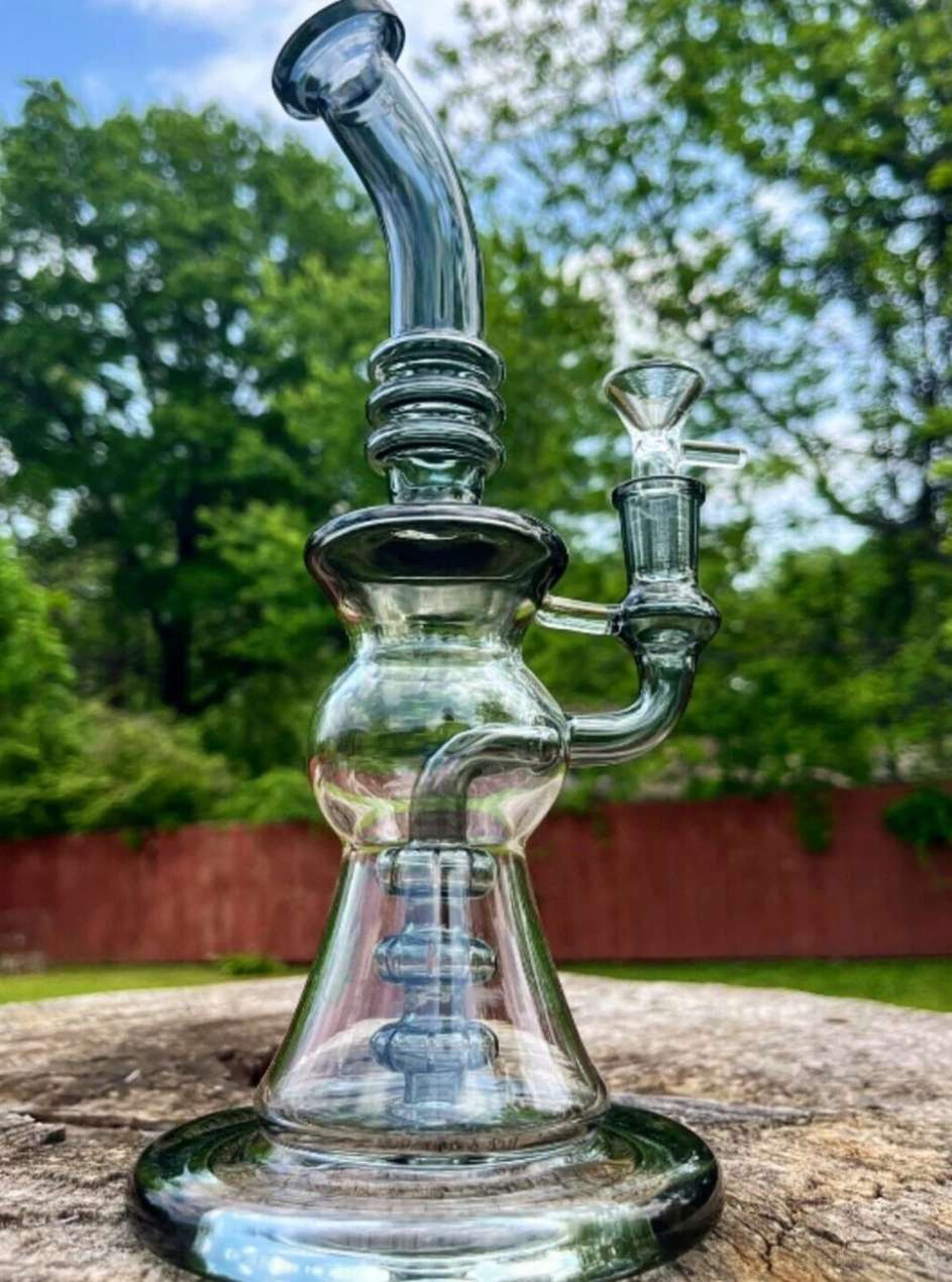 10" Egg Shaped Teal Black Glass Bong Water Pipe Dab Rig
image 0