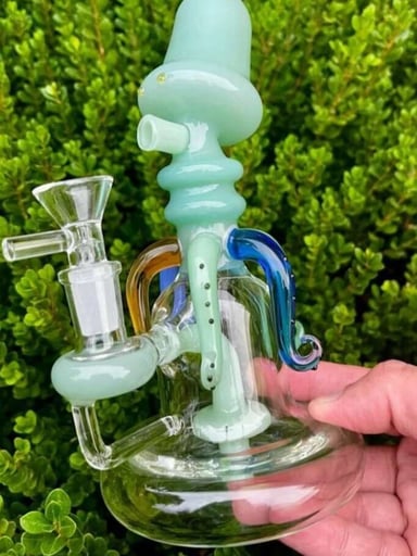 Preview pic of 9 inches Octopus Showerhead Bong Glass Water Pipe Smoking Dab Rig

