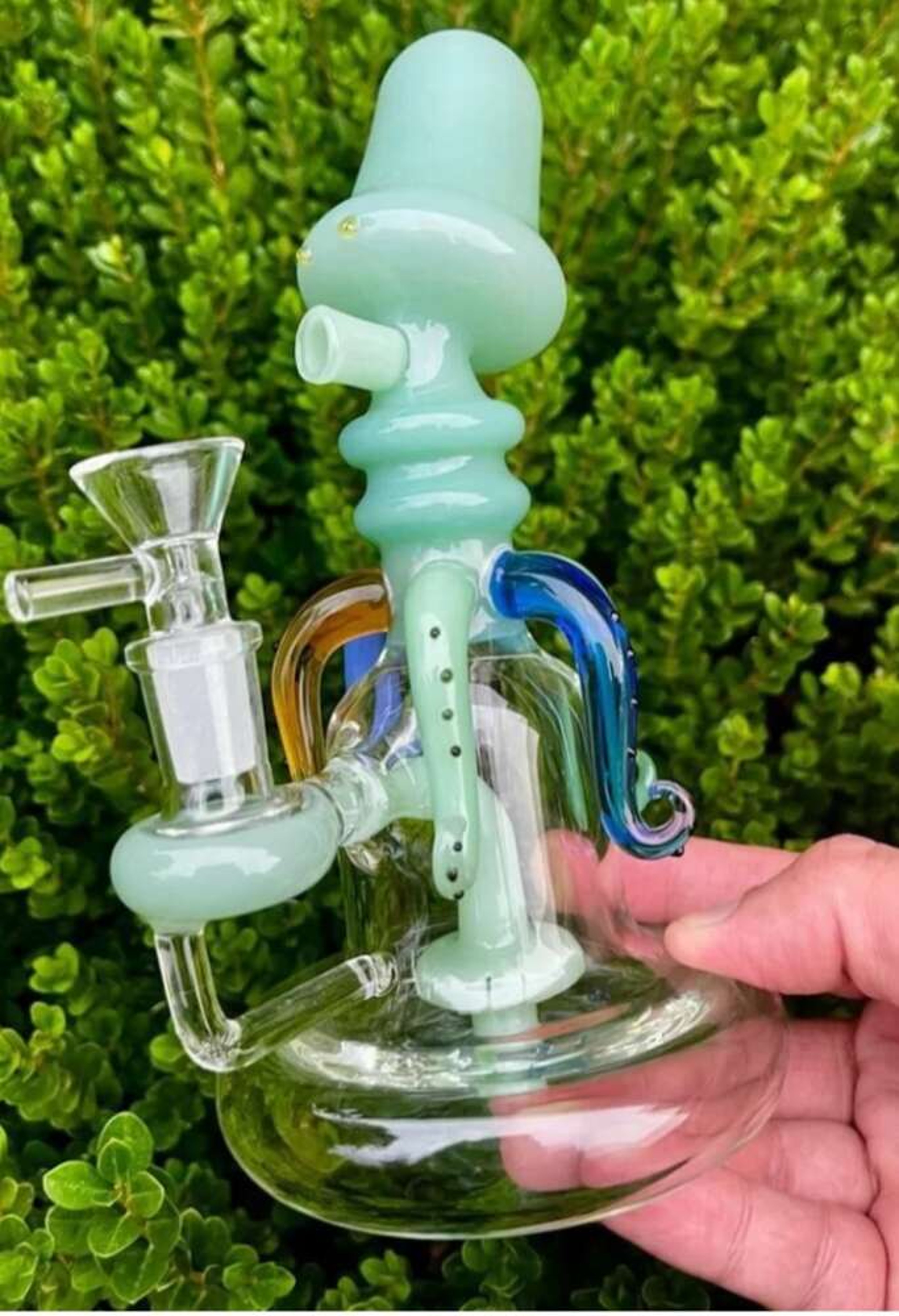 9 inches Octopus Showerhead Bong Glass Water Pipe Smoking Dab Rig
image 0
