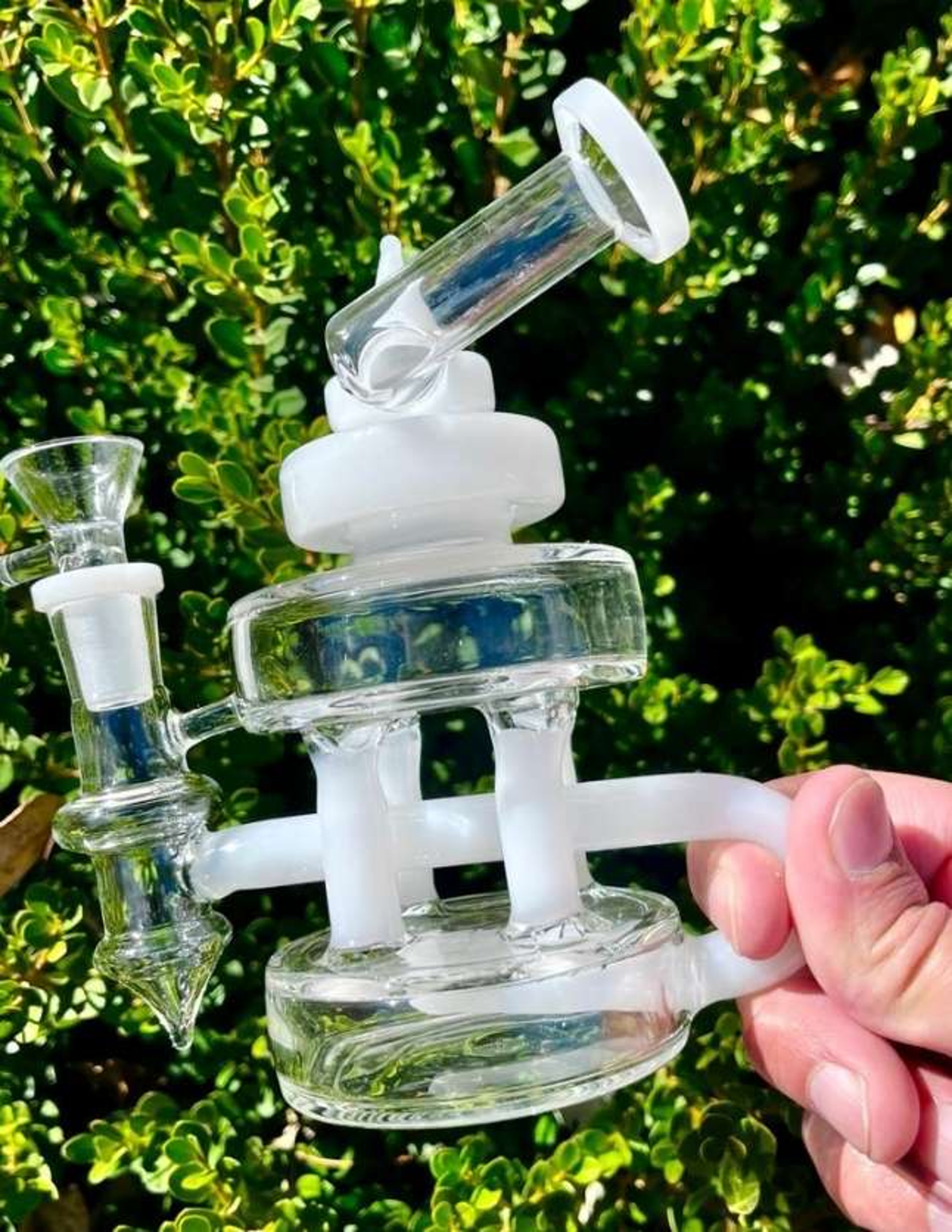 6.5" Christmas Tree White Mini Dab Rig Recycler Glass Water Pipe
image 0