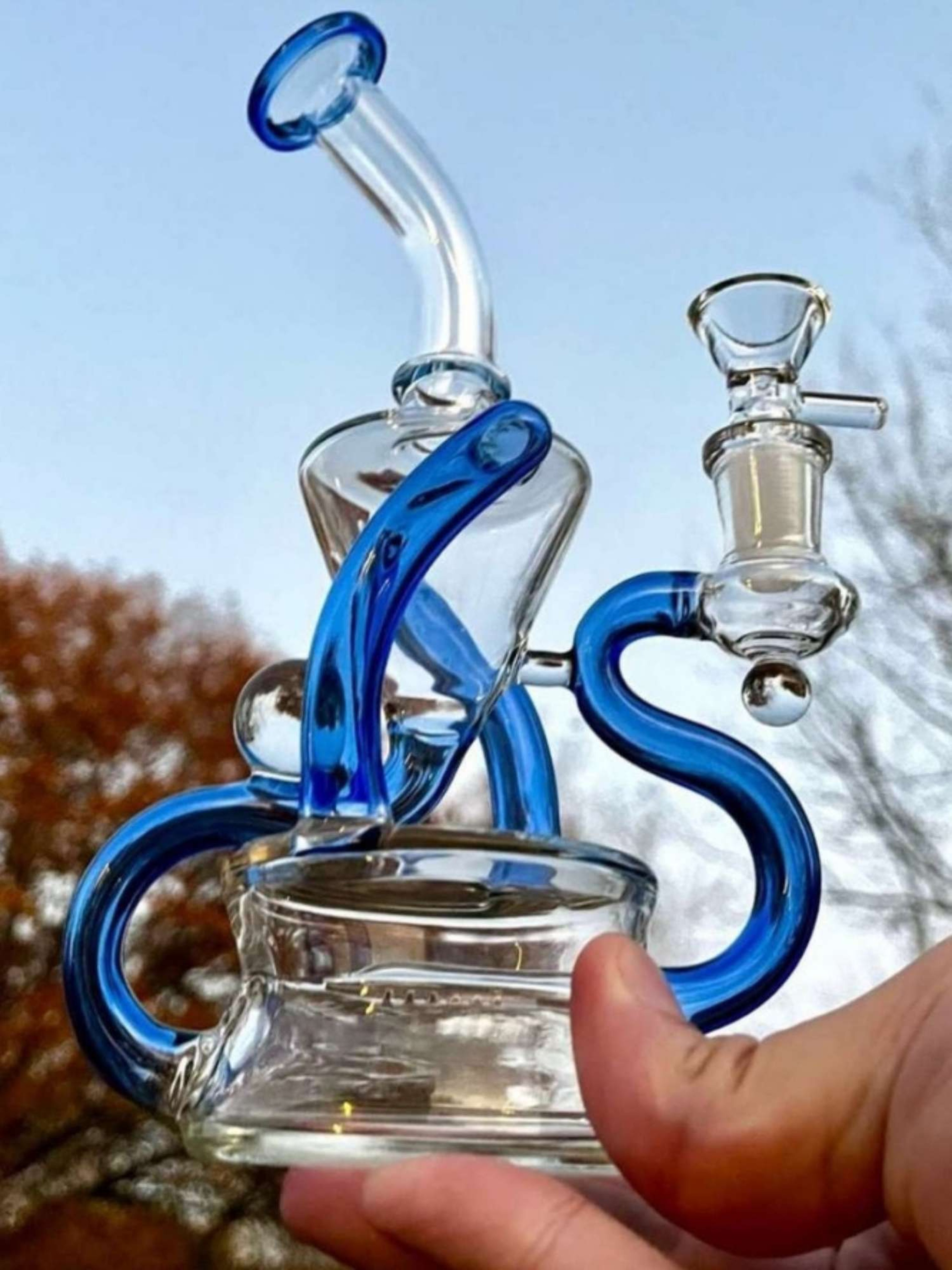 8" Blue Recycle Dab Rig Super Duper Christmas Sale image 0