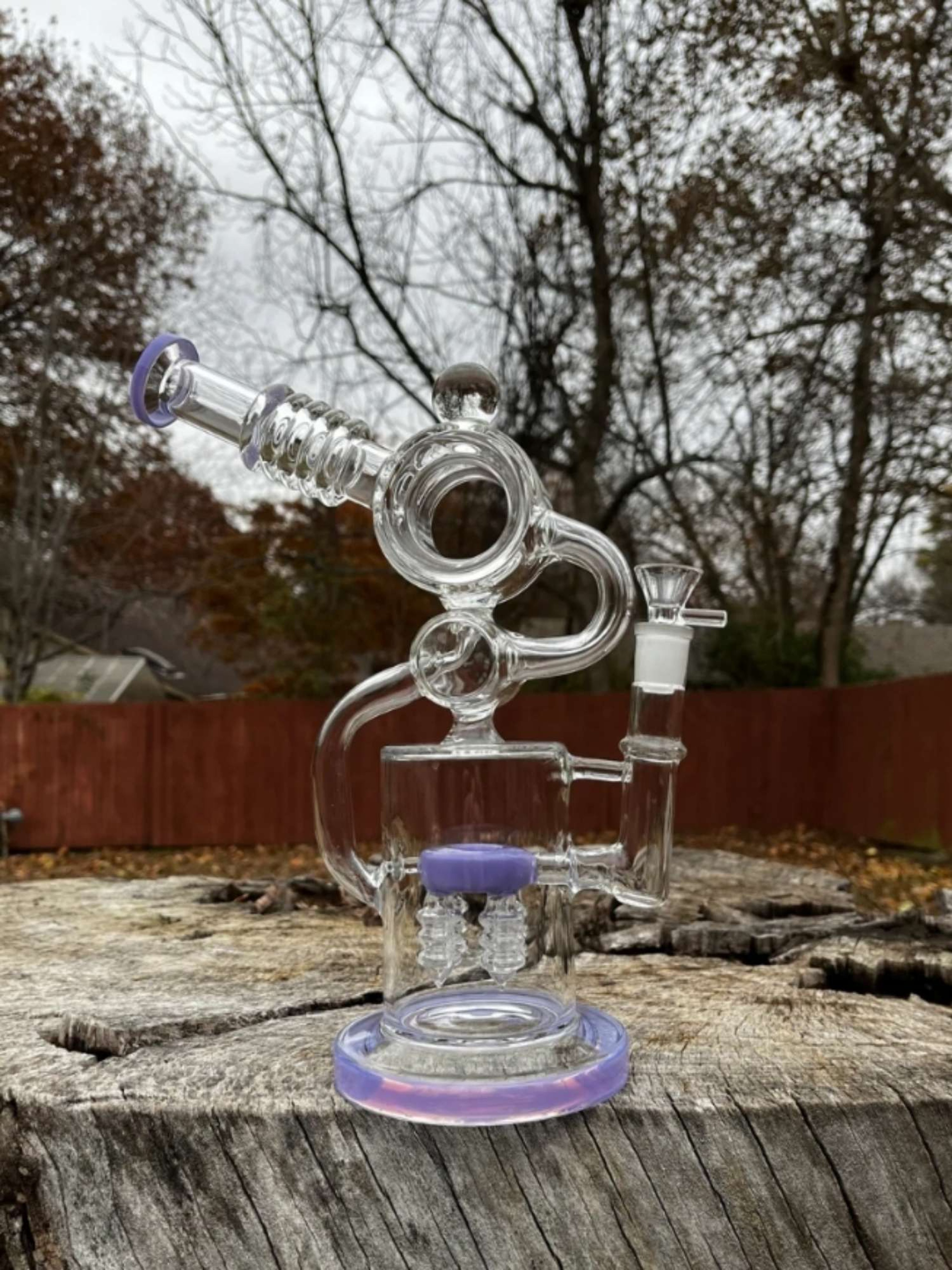 12" Pink Inline Perc Dab Rig Recycler Glass Bong Beaker
image 0