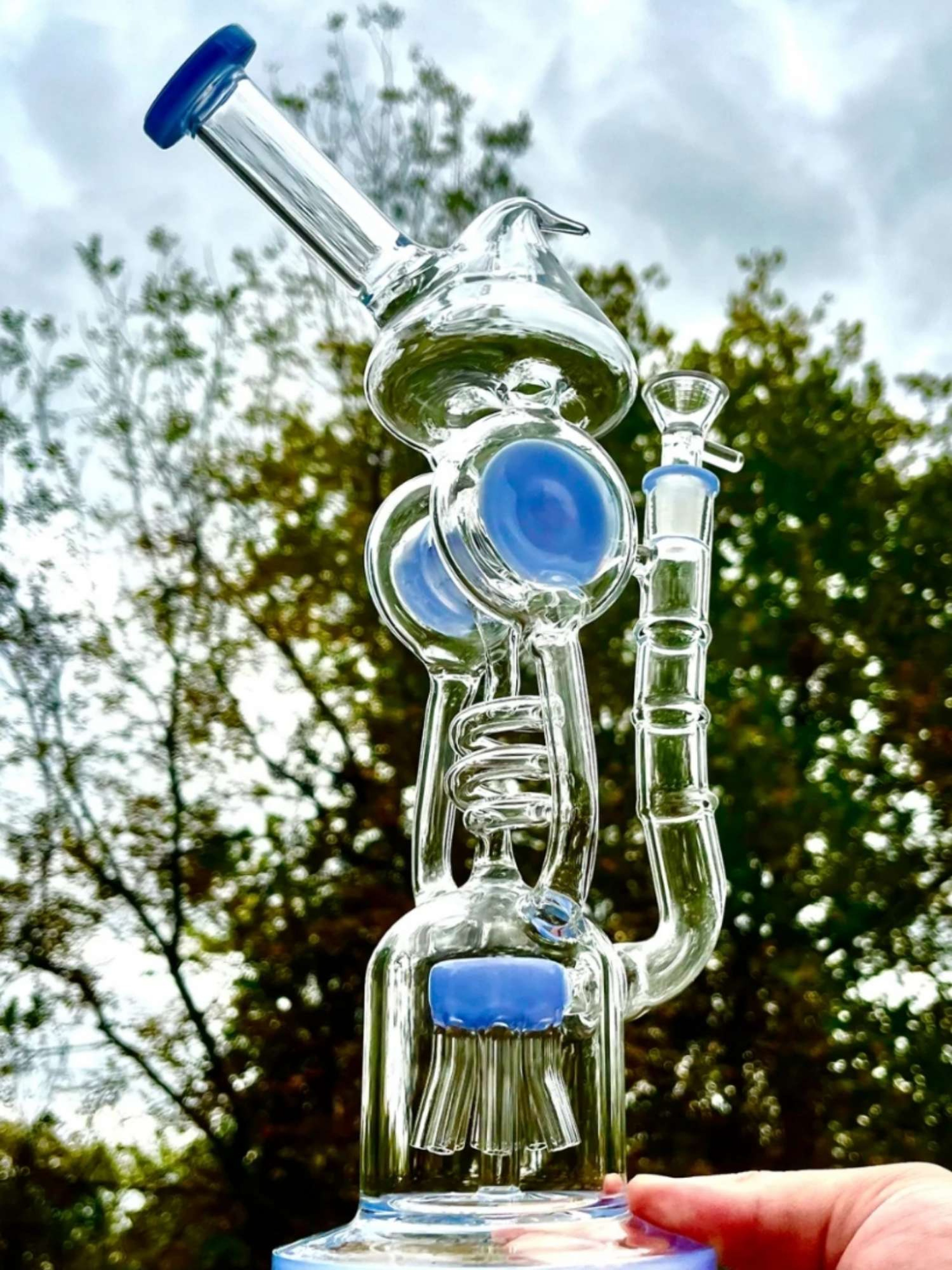 12" Purple Jellyfish Perc Drain Recycler Dab Rig Water Pipe Bong
image 0