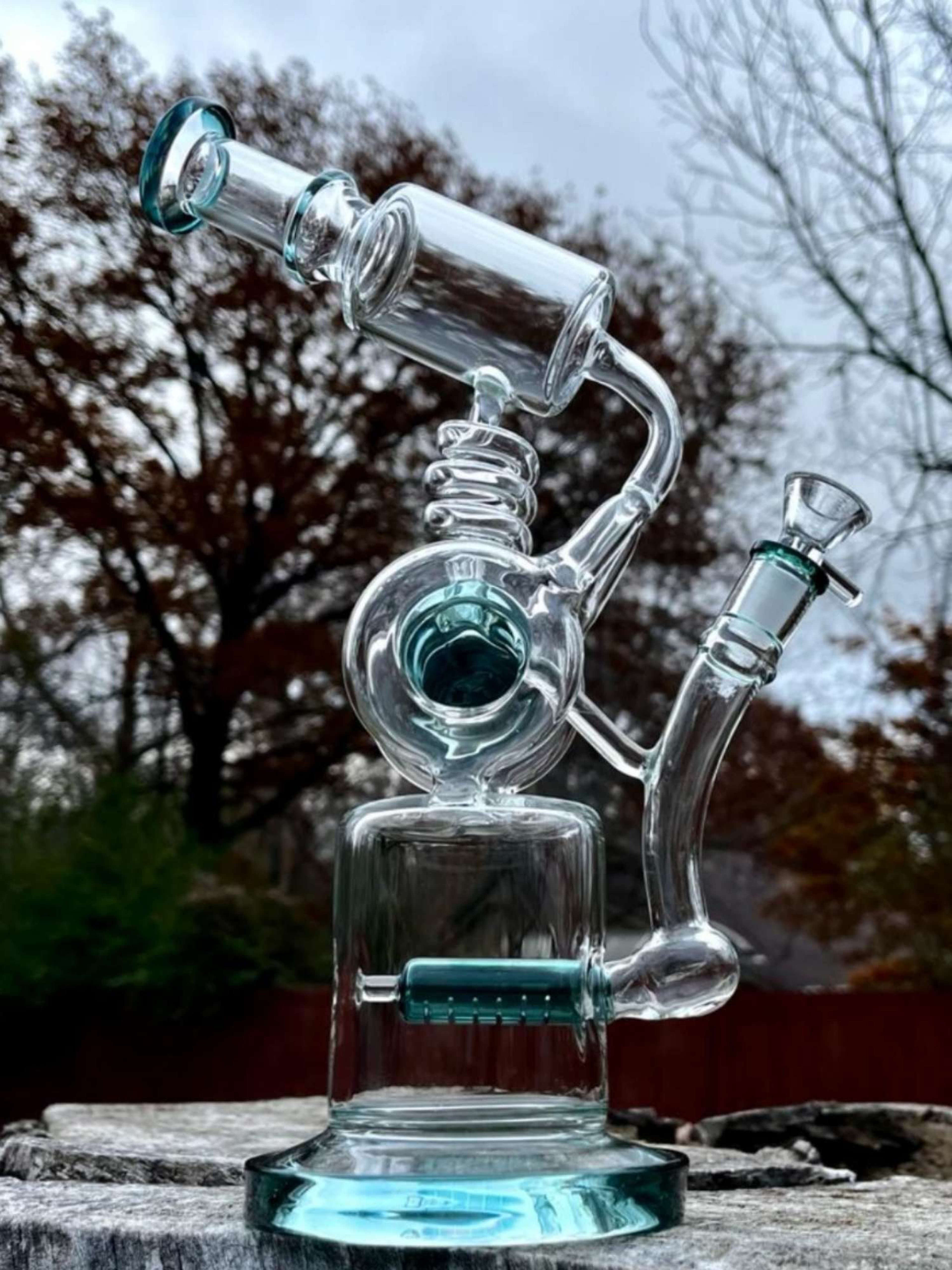 12” Green Space Rocket Recycler Multi Perc Water Pipe Dab Rig
image 0