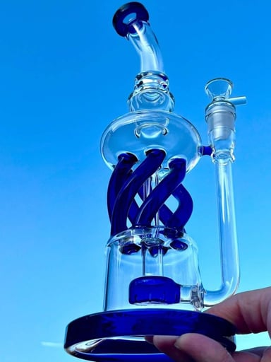 Preview pic of 12" Blue Recycler Dab Rig Water Pipe