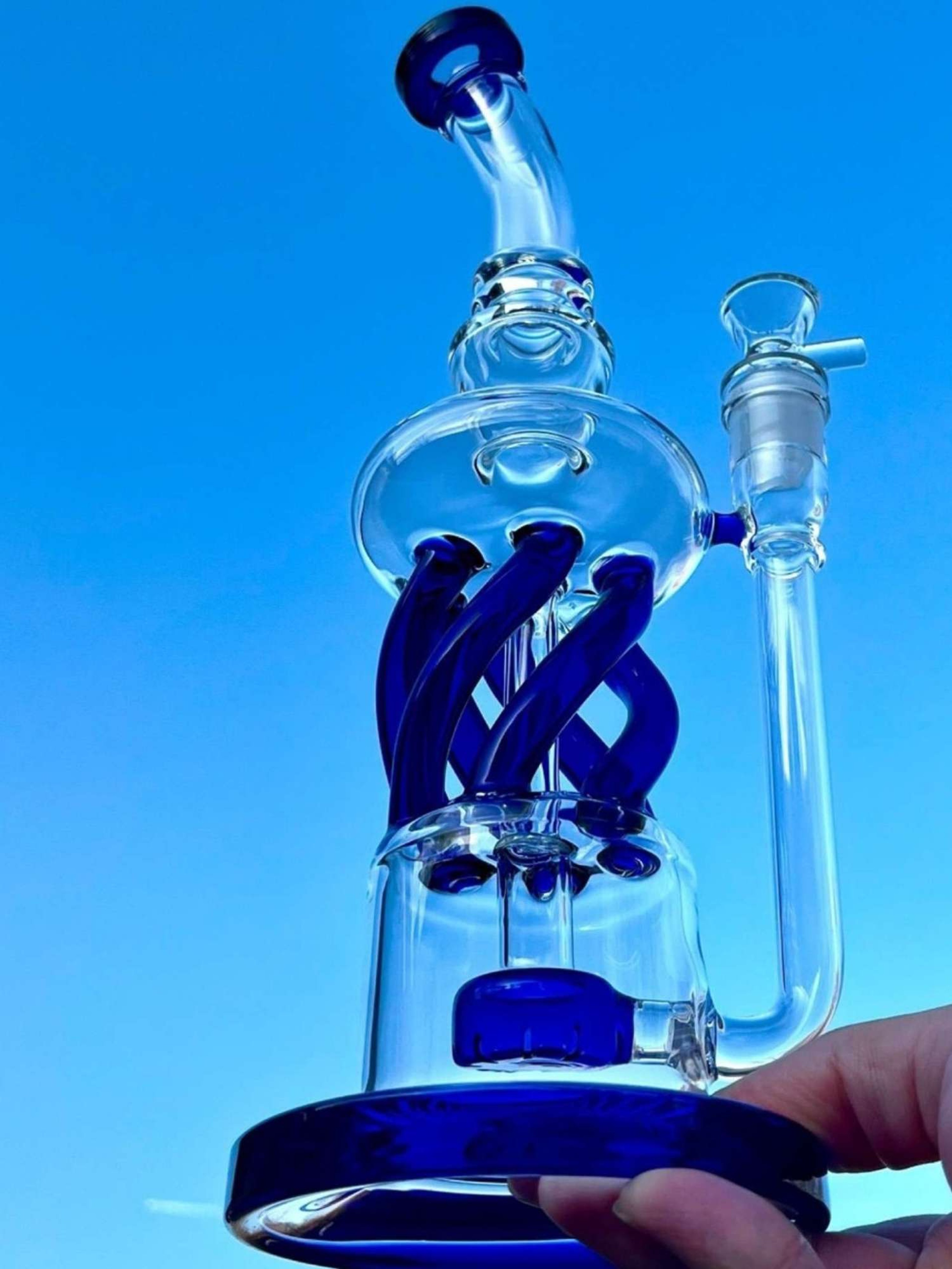 Preview pic of 12" Blue Recycler Dab Rig Water Pipe