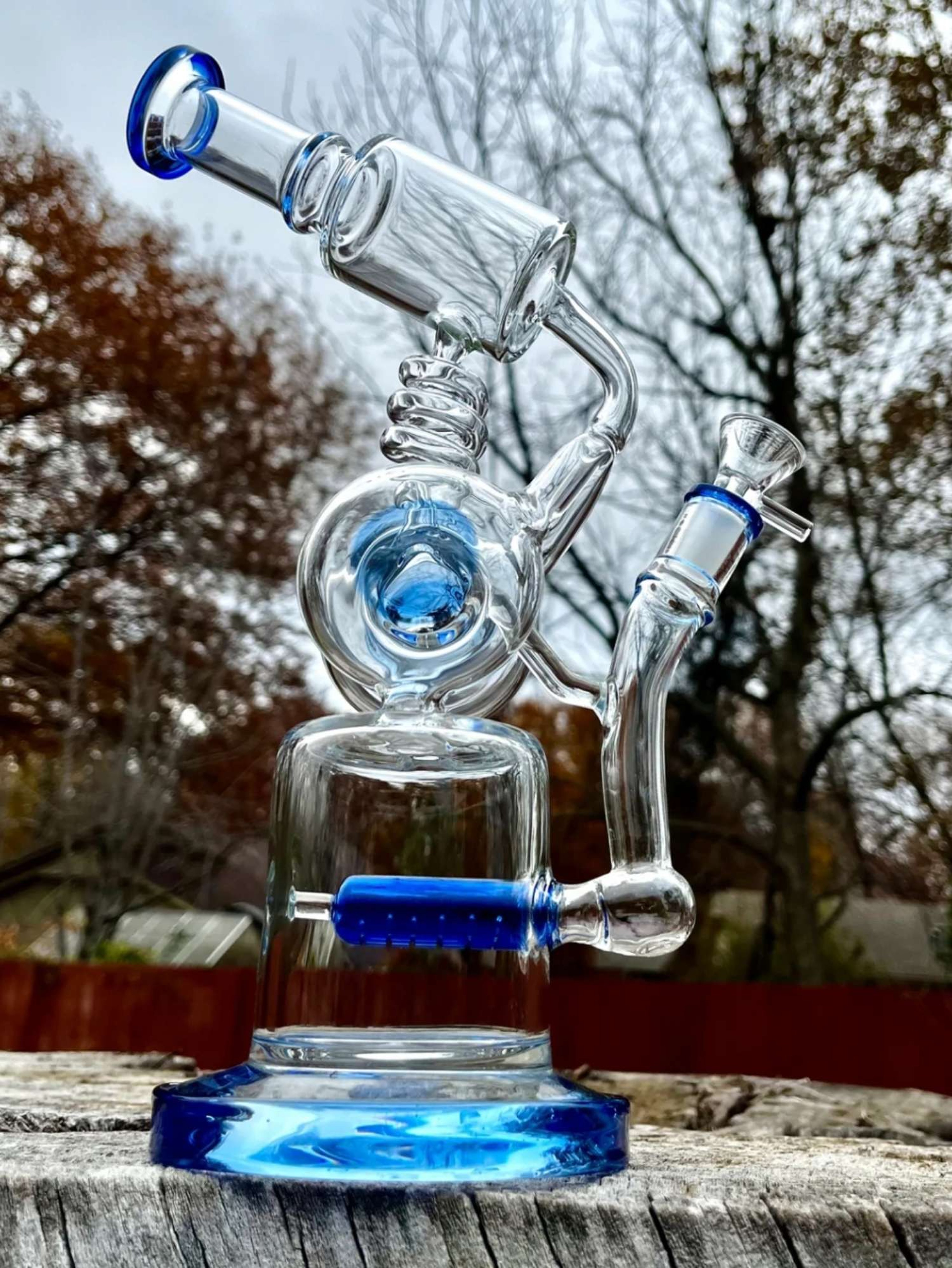 12” Blue Space Rocket Recycler Multi Perc Water Pipe Dab Rig
image 0