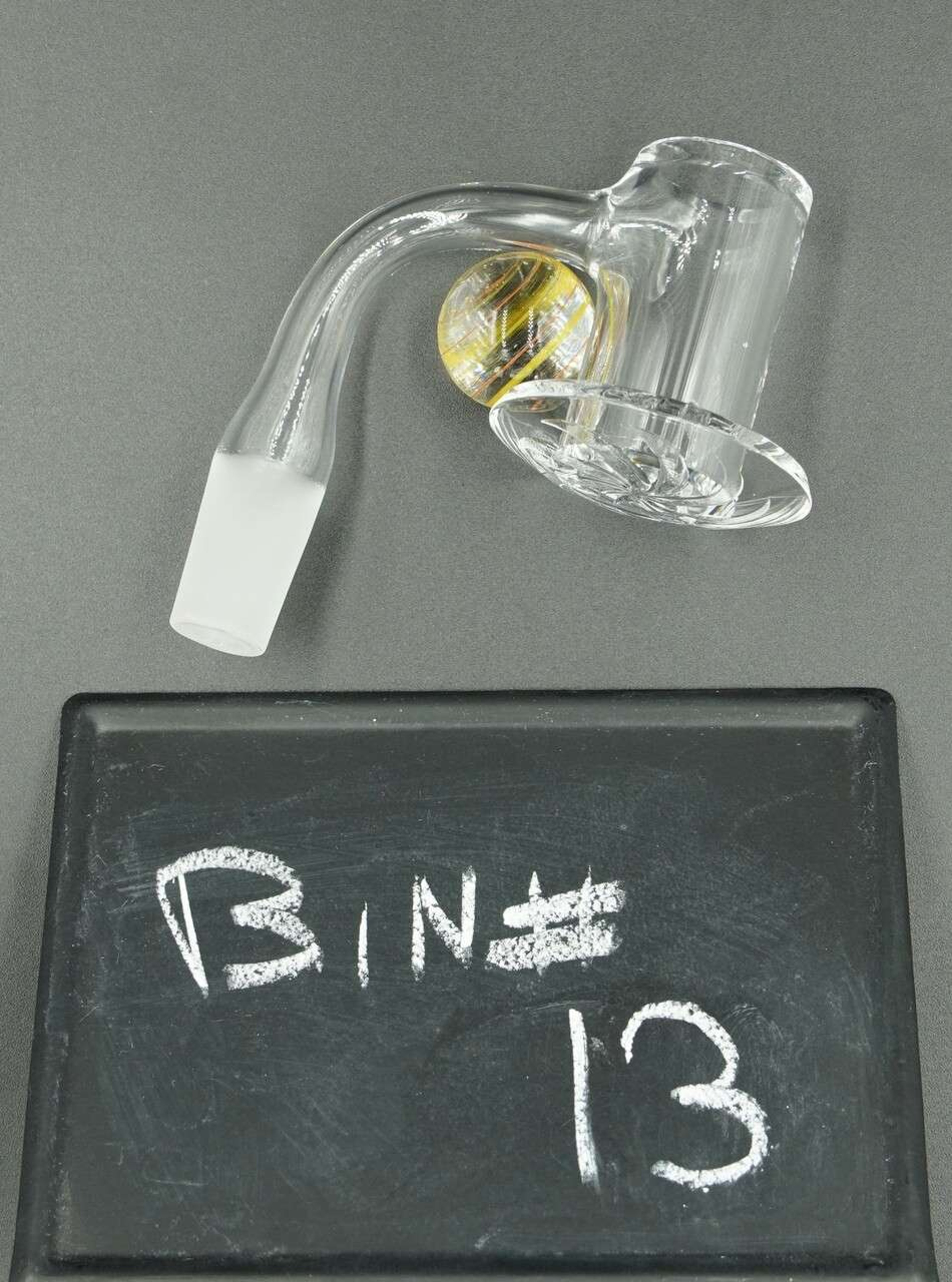 One 14m Blender Banger
90-Degree
22mm Diameter
Dish 40mm Diameter
43mm Tall
2.5mm Thick
One 20mm Marble image 0