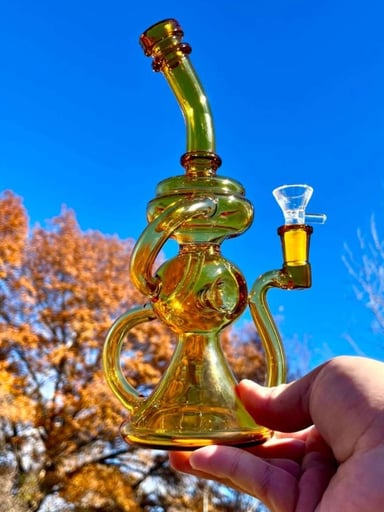 Preview pic of 10" Yellow Klein Vortex Recycler Beaker Dab Rig Or Bong

