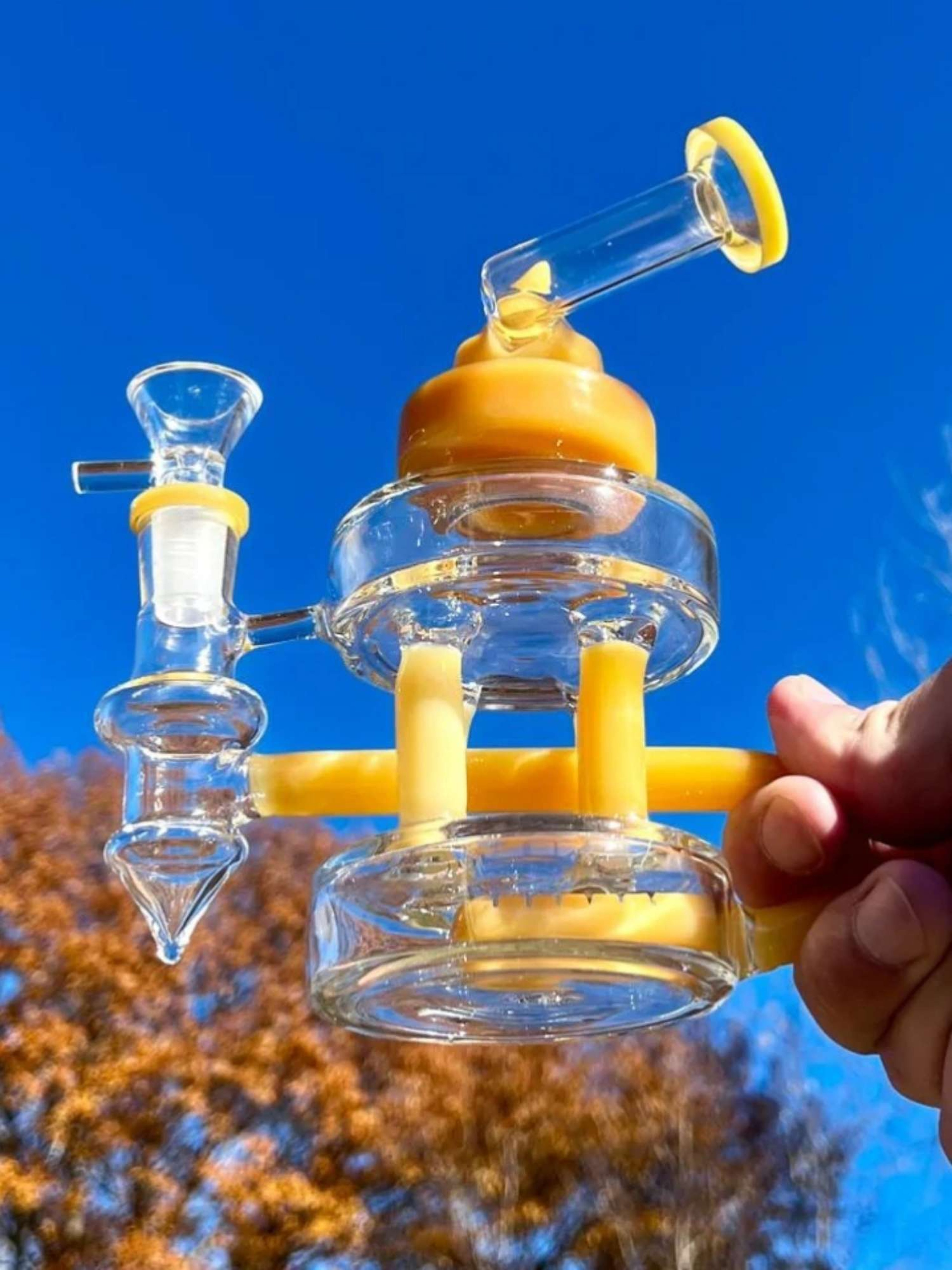 6.5" Christmas Tree Yellow Mini Dab Rig Recycler Glass Water Pipe
image 0