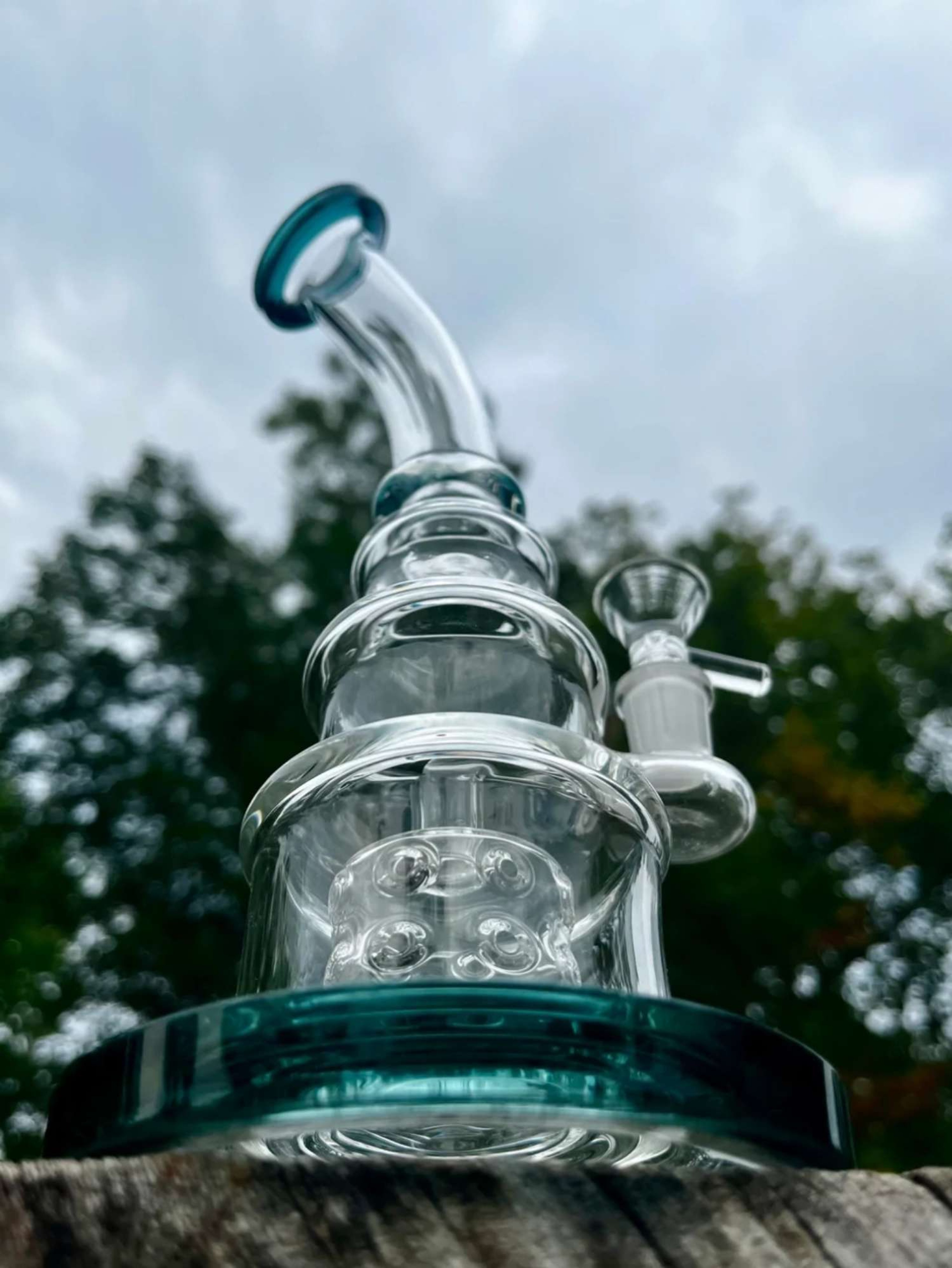9" Glass Cake Barrel Perc Shower Head Glass Bong Water Pipe Dab Rig
image 0