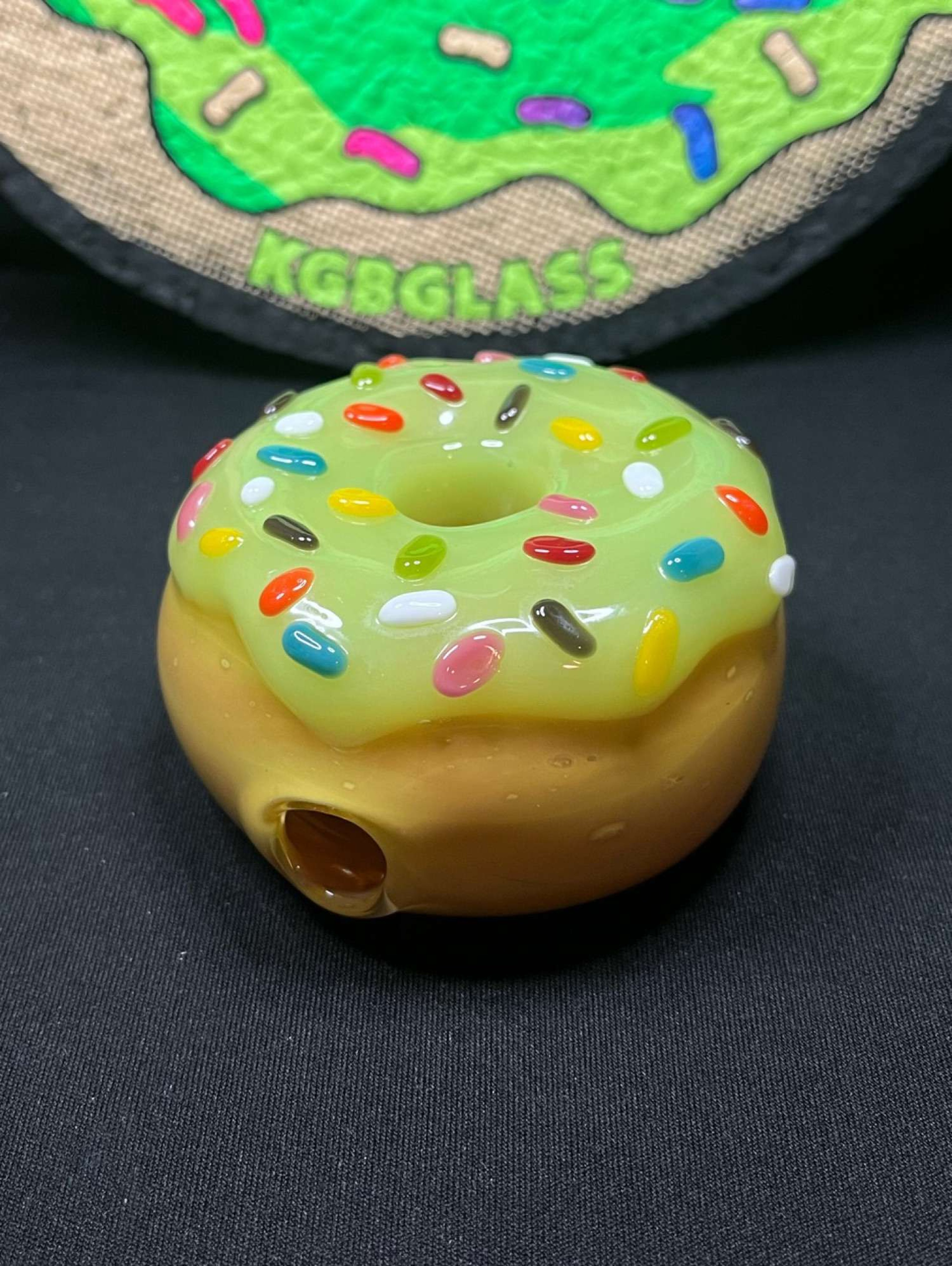 2021 Glass Alchemy Antidote Frosting w/ Full Rainbow Sprinkles Doughnut Dry Pipe by KGB Glass image 0