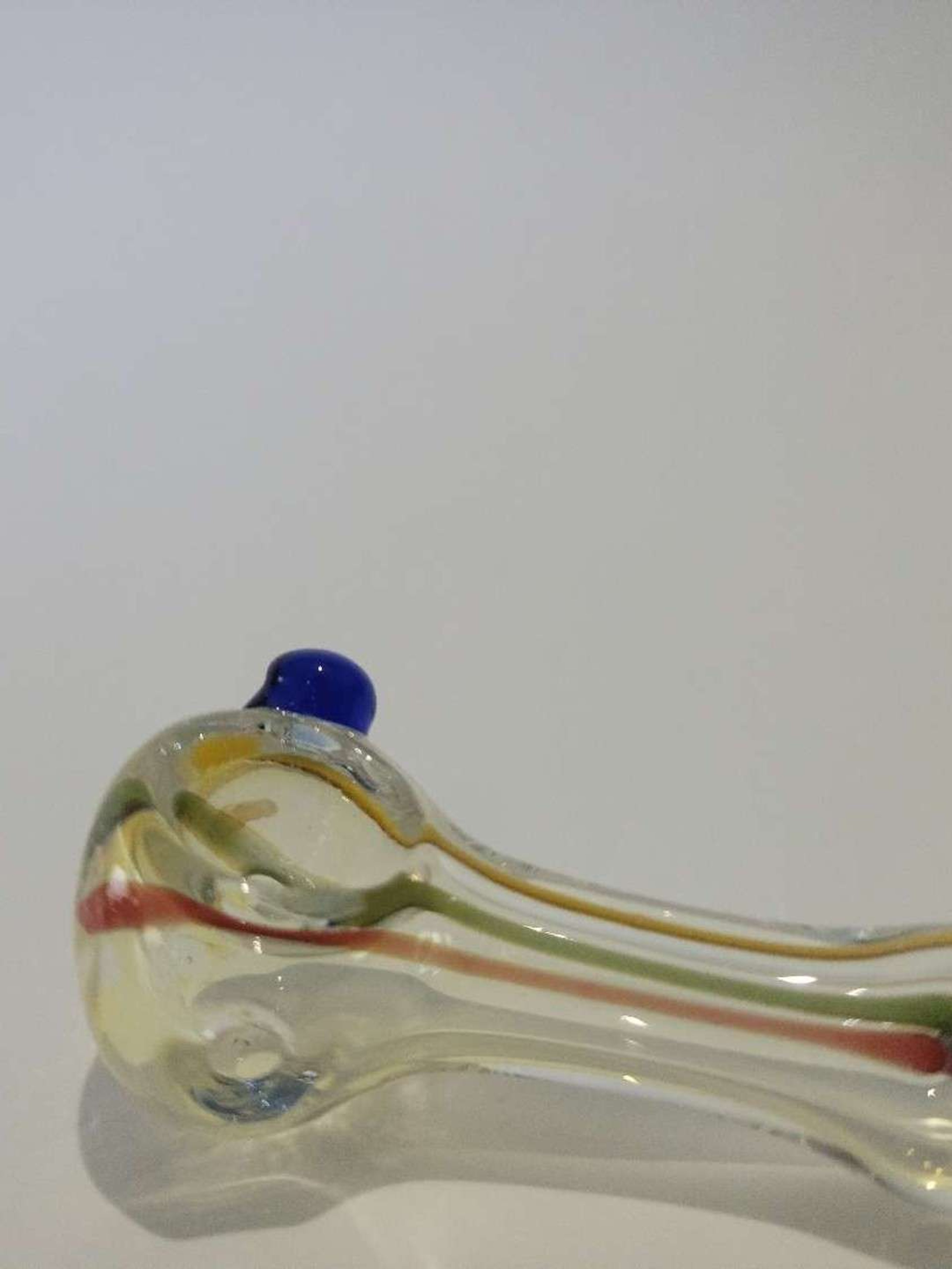 Preview pic of STRIPED & GOLD FUMED SPOON HAND PIPE W/ KNOCKER