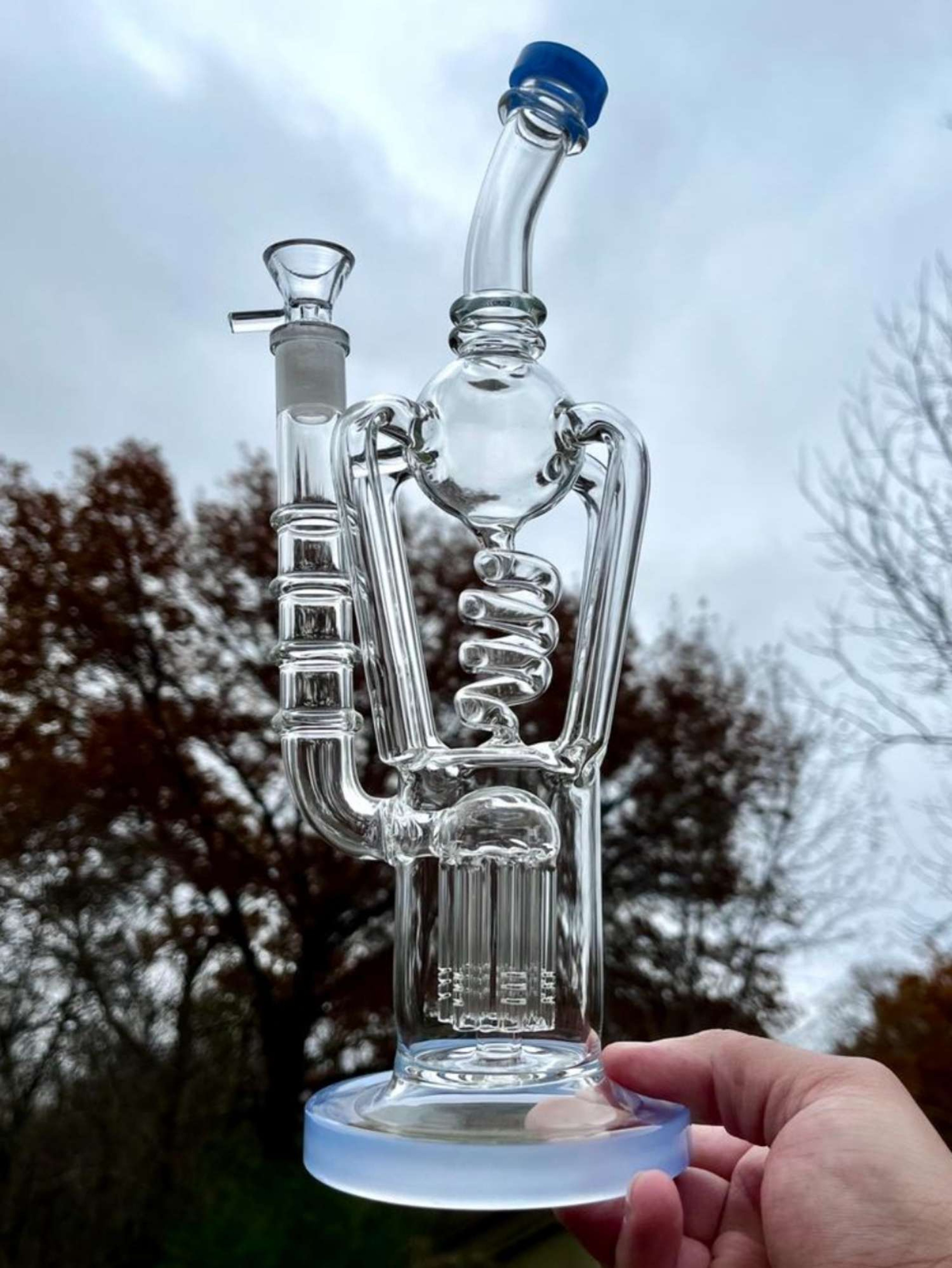 12" Football Dab Rig Recycler Glass Bong Beaker
image 0