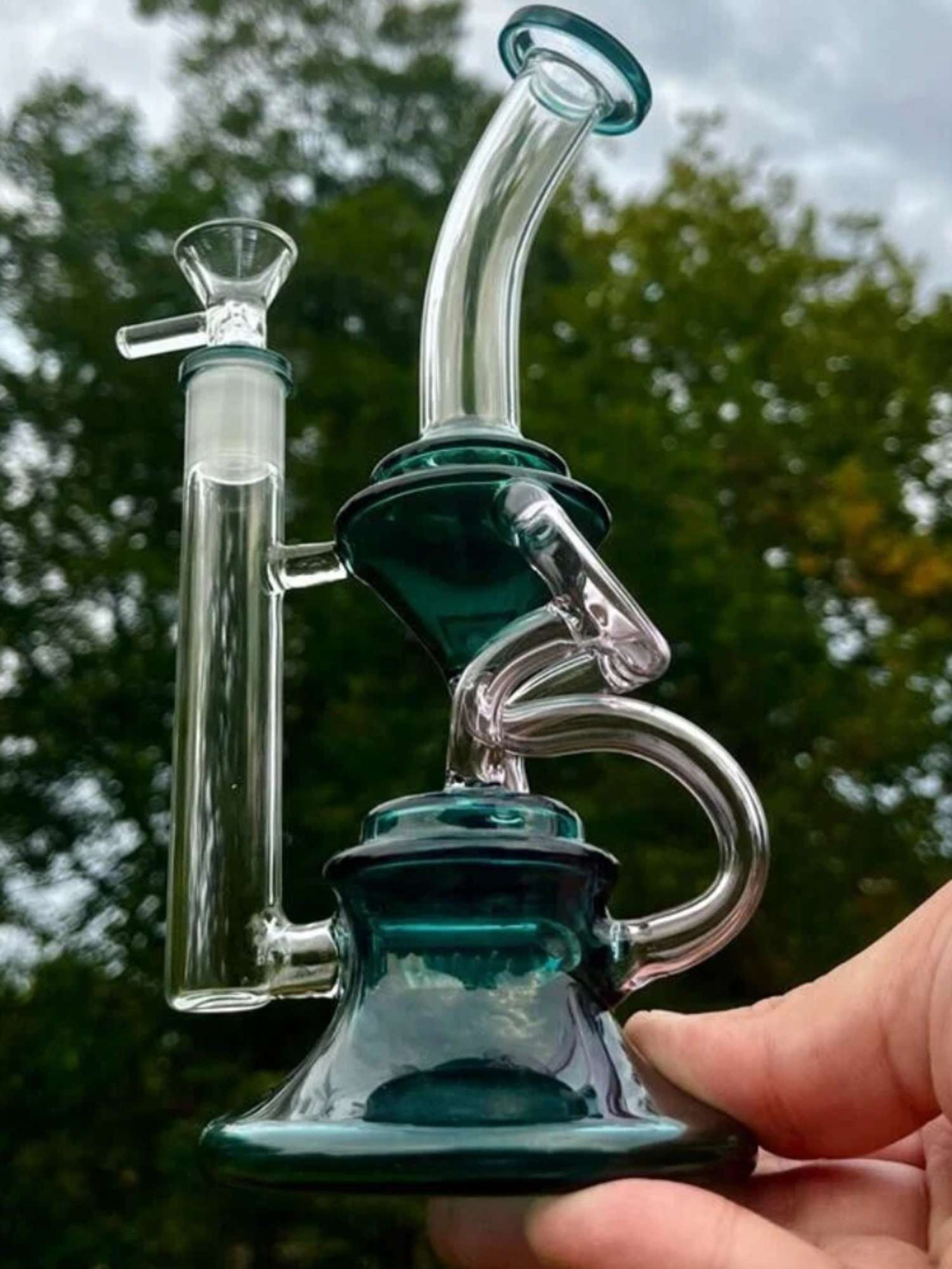 Preview pic of 9" Recycler Dab Rig Smoking Water Bong

