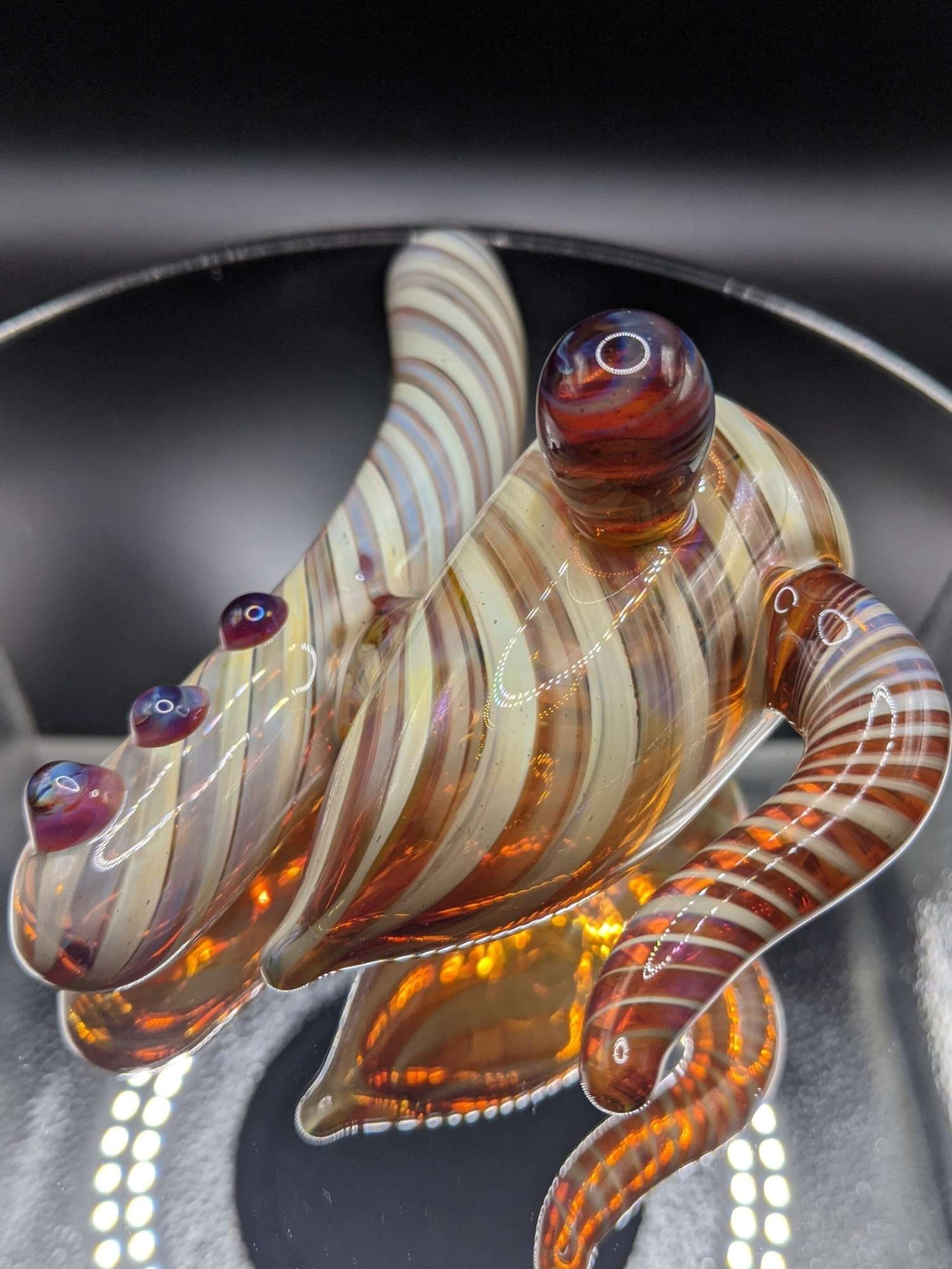 Preview pic of Amber Purple Horned Swirled Dry Sherlock Pipe