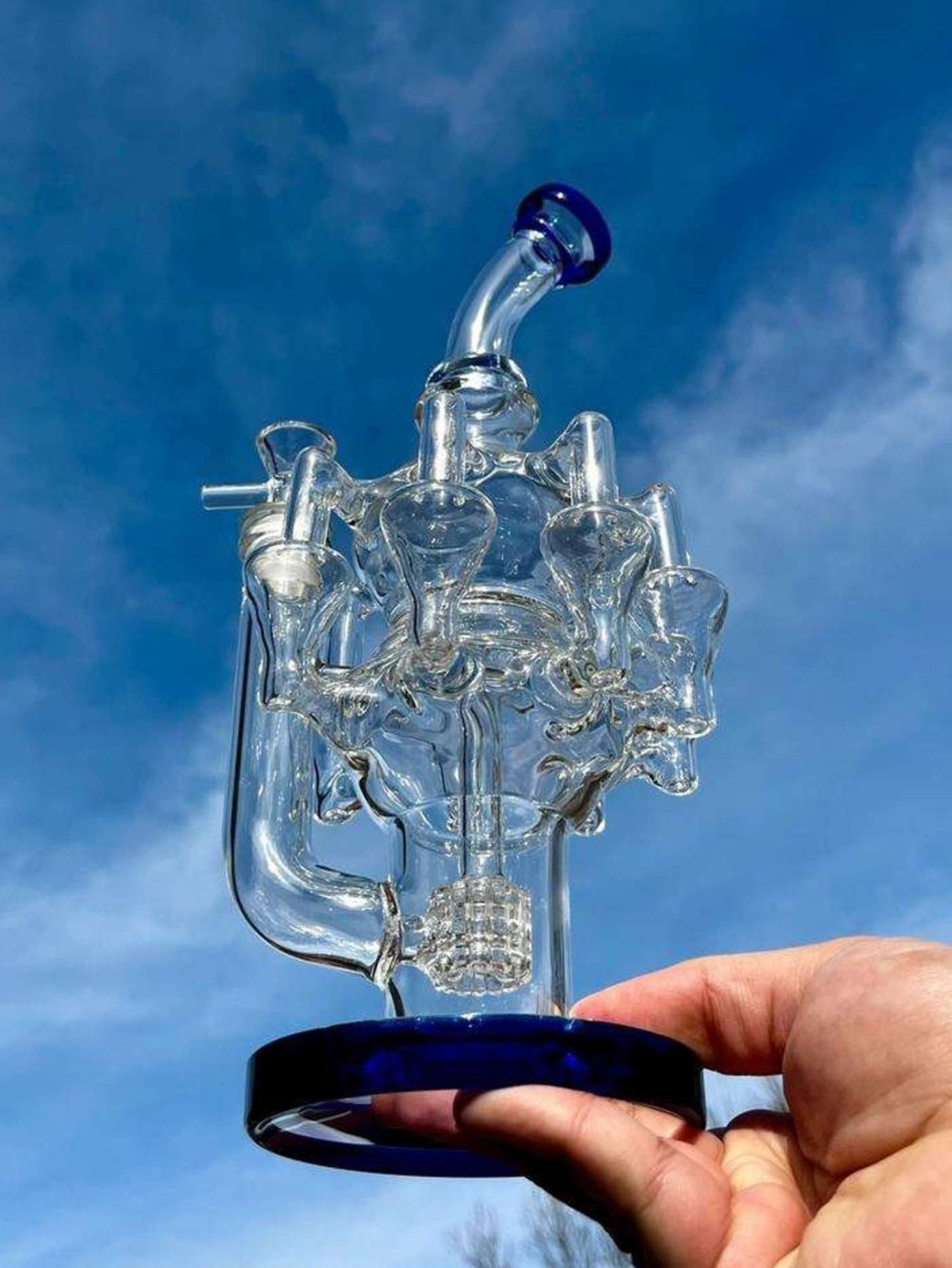 11" Octopus Arms Glass Recycler Bong Rig Matrix Perc image 0