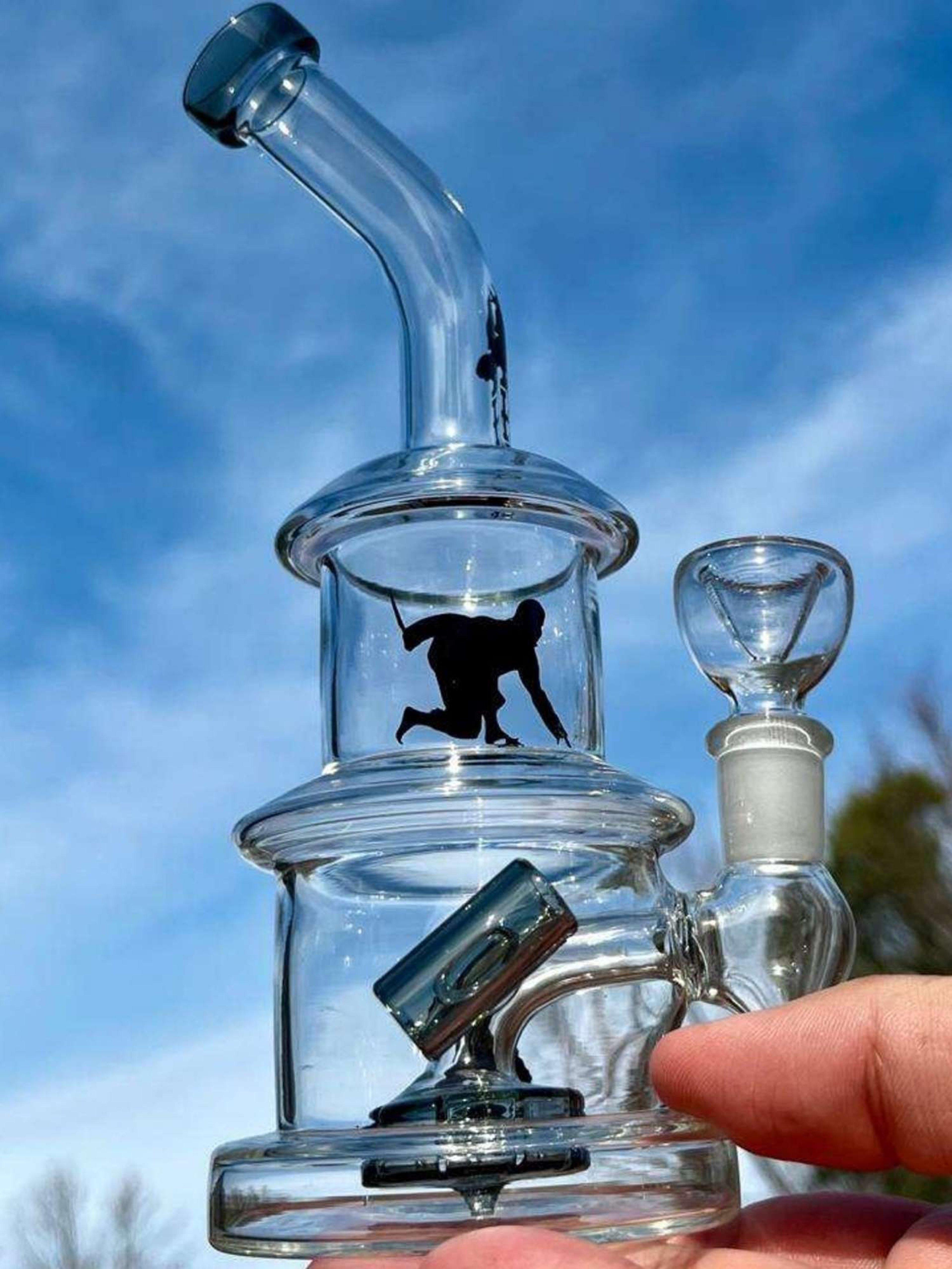 7" Hamper Ninja Clear Glass Recycler Bong Rig image 0