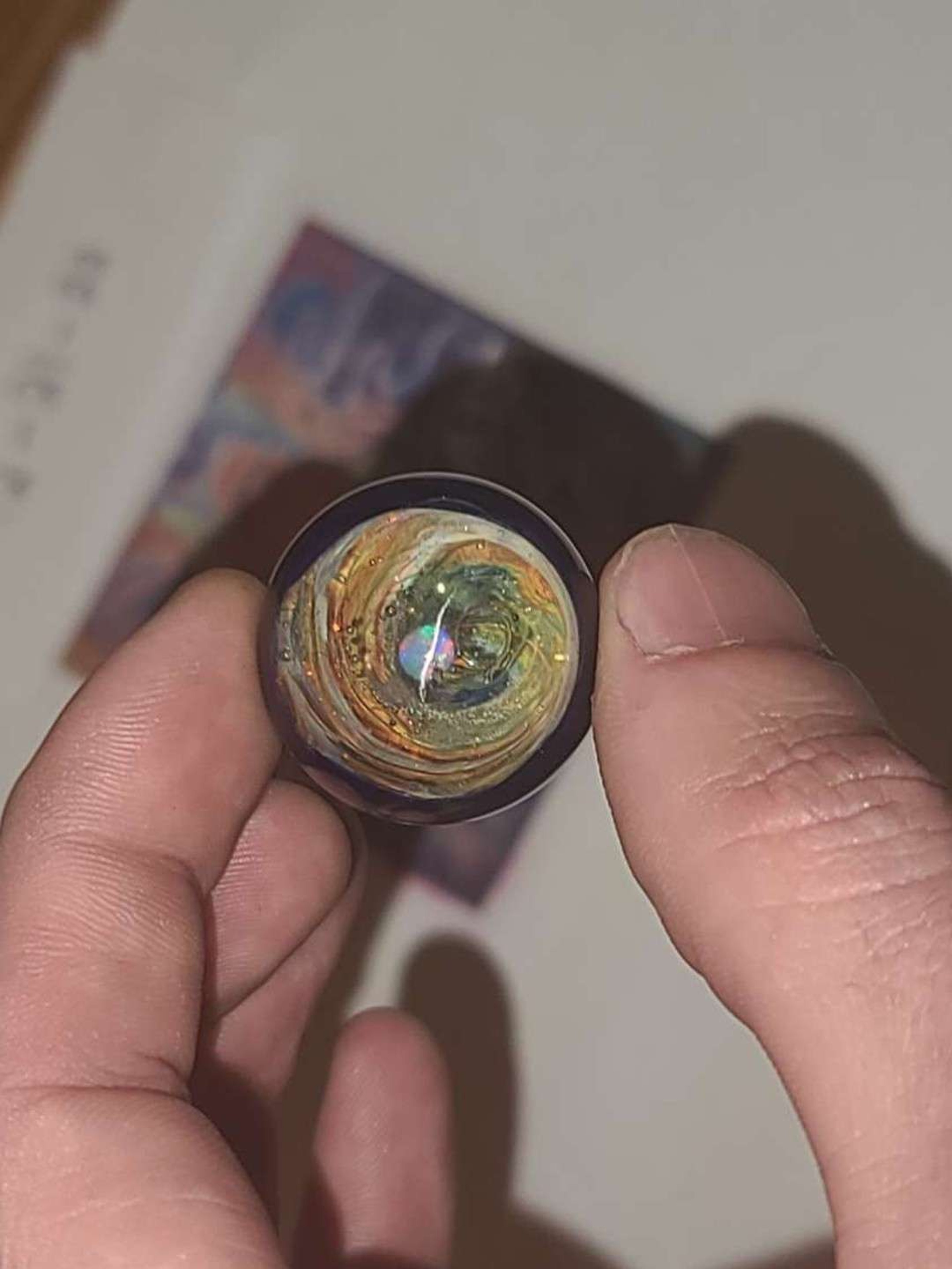 Preview pic of Gold and silver fumed vortex marble 