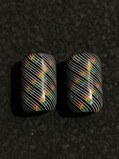 Preview pic of Sleek glass rainbow black n white line work bead set