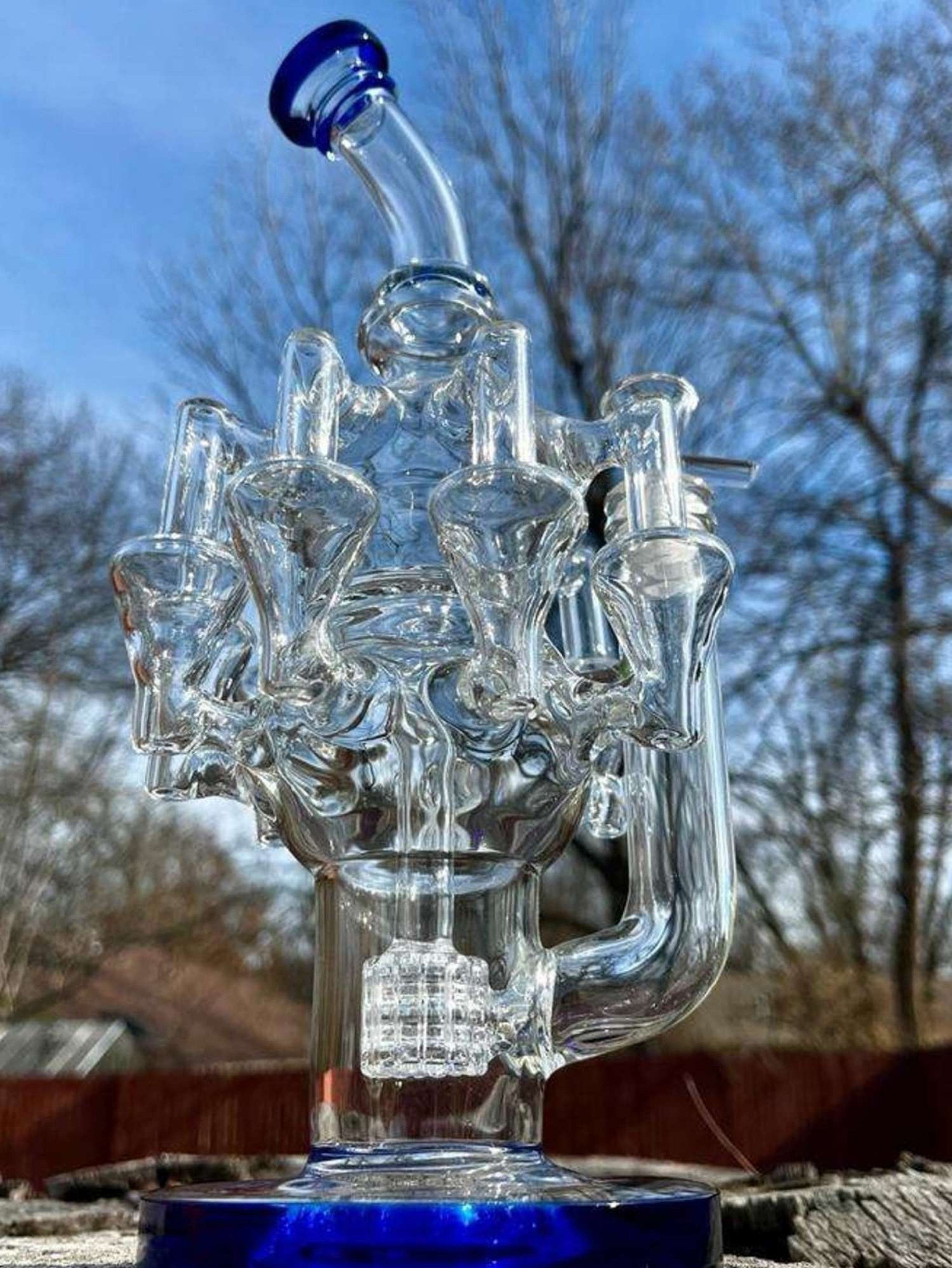 Preview pic of 12" Recycler Glass Bong Rig.