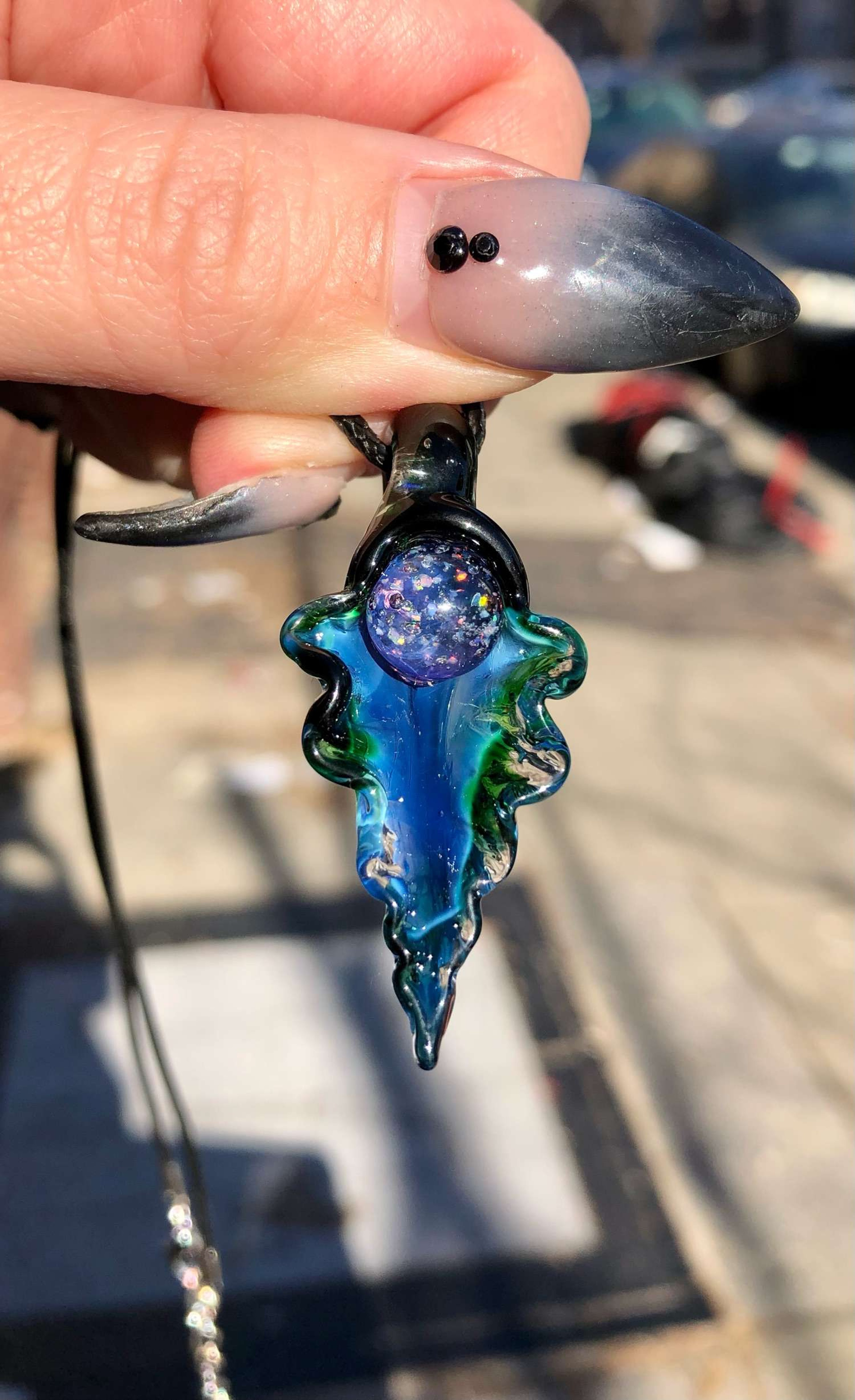 Pussy Pendy- Experimental Green w/crushed opal image 0