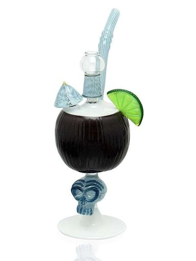 Preview pic of Reyna Glass - Shrunken Head Coconut Chalice Bubbler