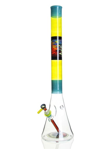 Preview pic of Korey Glass - 23" Worked Beaker - Agua Azul, Lemon Drop & Jet Black