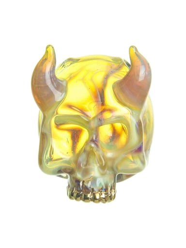 Preview pic of Sweeney Glass - Kapala Skull Pendant - Amber Purple